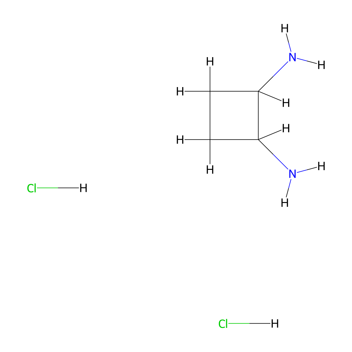 Cyclobutane-1,2-diamine dihydrochloride molecular structure, CAS 100959-95-3