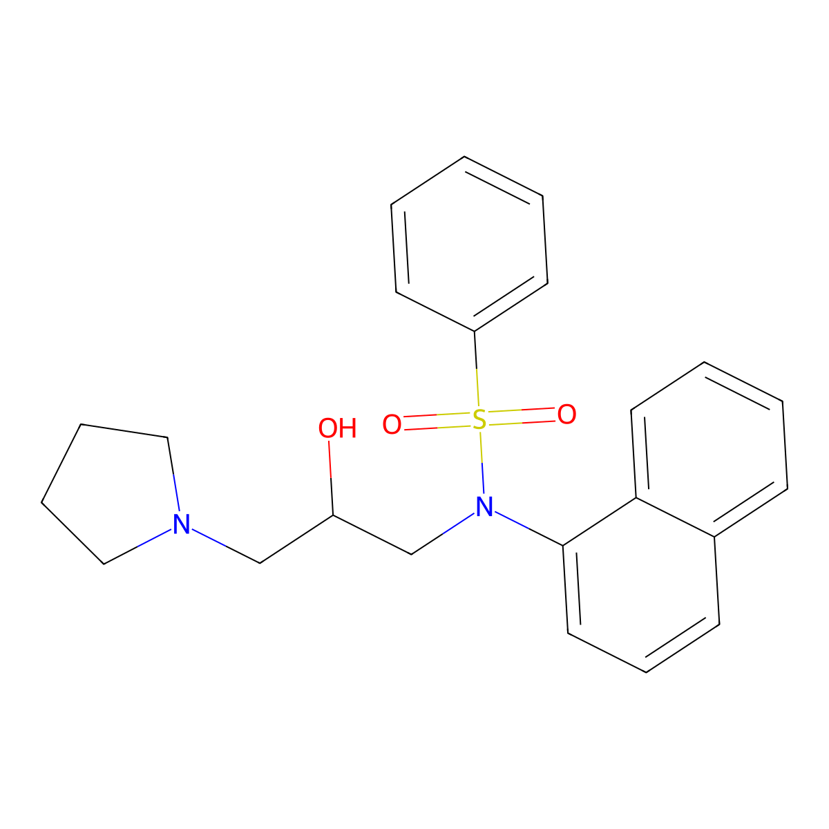 N-(2-hydroxy-3-pyrrolidin-1-ylpropyl)-N-naphthalen-1-ylbenzenesulfonamide molecular structure, CAS 1009592-62-4
