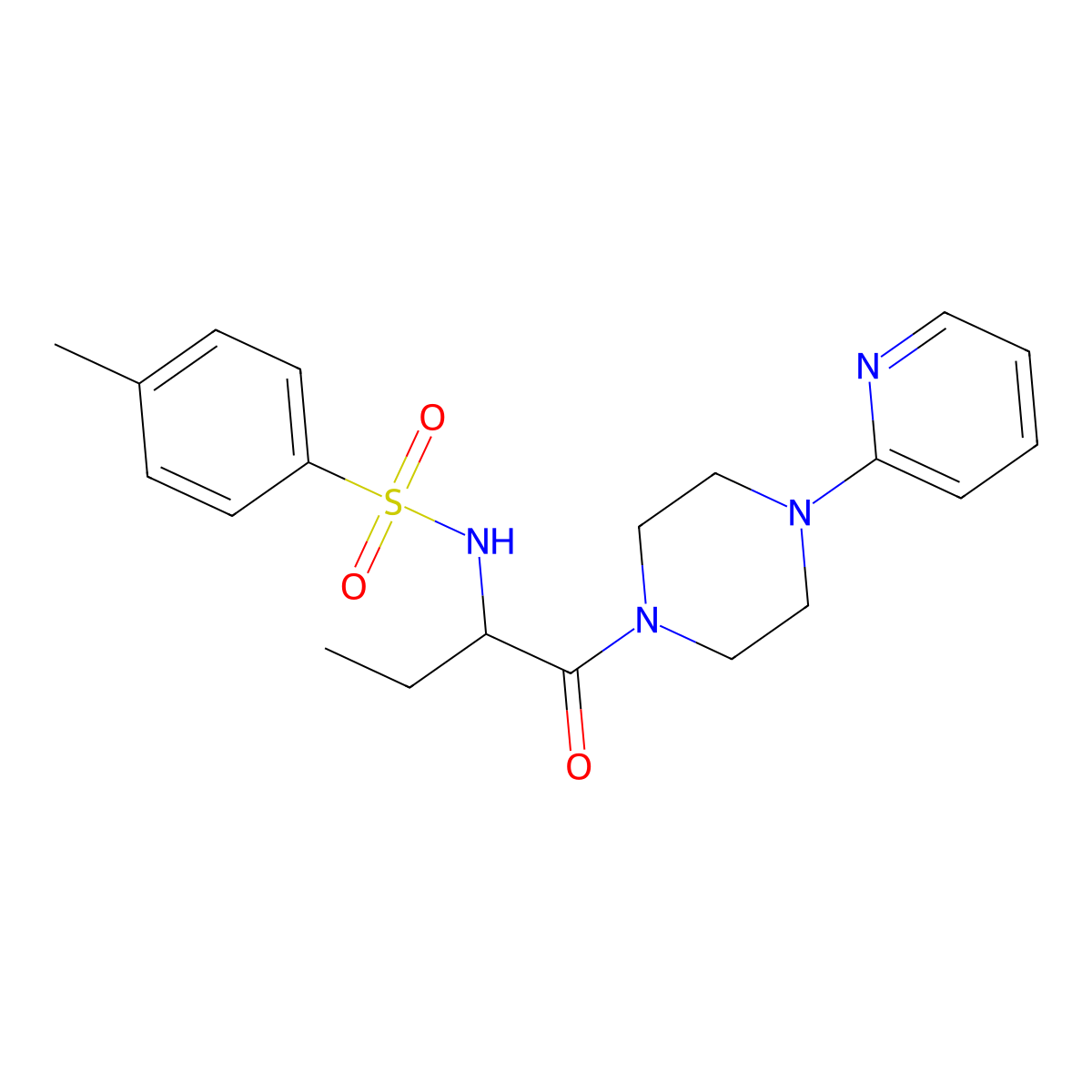 2-{[(4-Methylphenyl)sulfonyl]amino}-1-(4-(2-pyridyl)piperazinyl)butan-1-one molecular structure, CAS 1009592-98-6