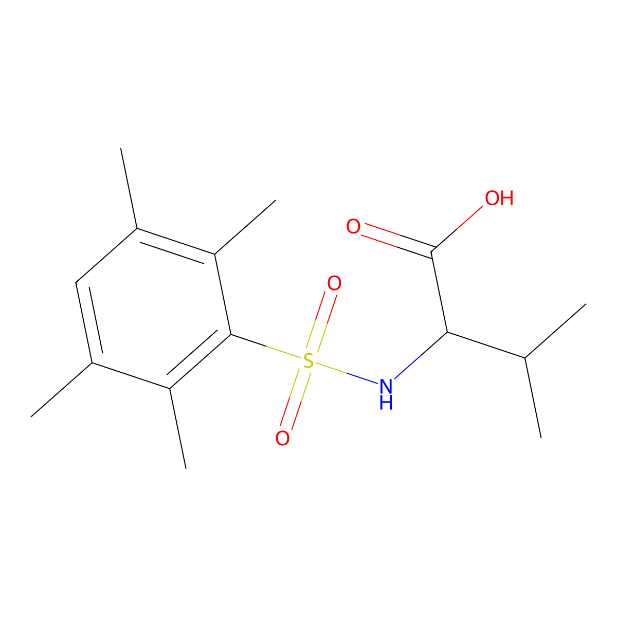 N-(2,3,5,6-Tetramethylbenzene-1-sulfonyl)-L-valine molecular structure, CAS 1009595-18-9