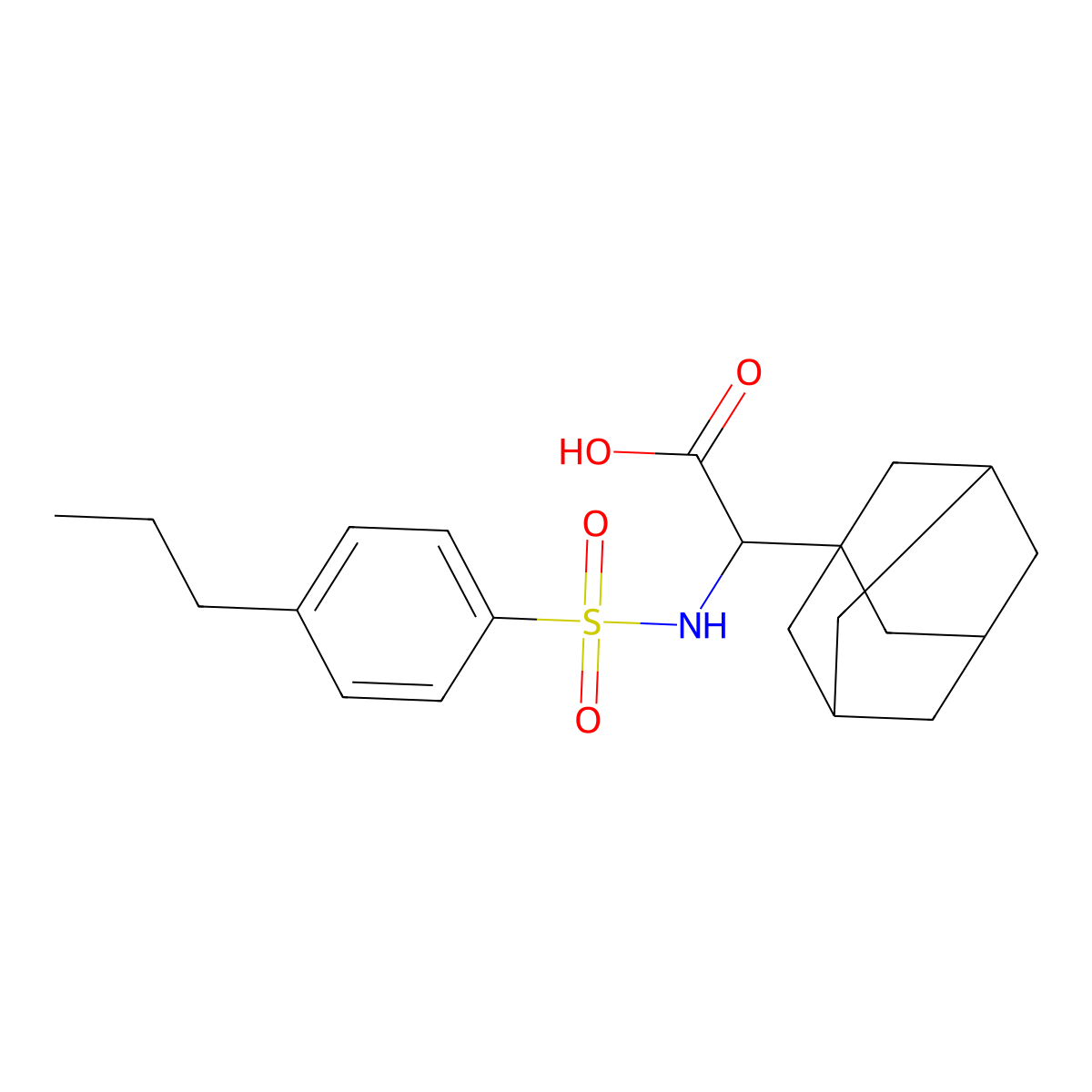 2-(Adamantan-1-yl)-2-(4-propylbenzenesulfonamido)acetic acid molecular structure, CAS 1009595-56-5
