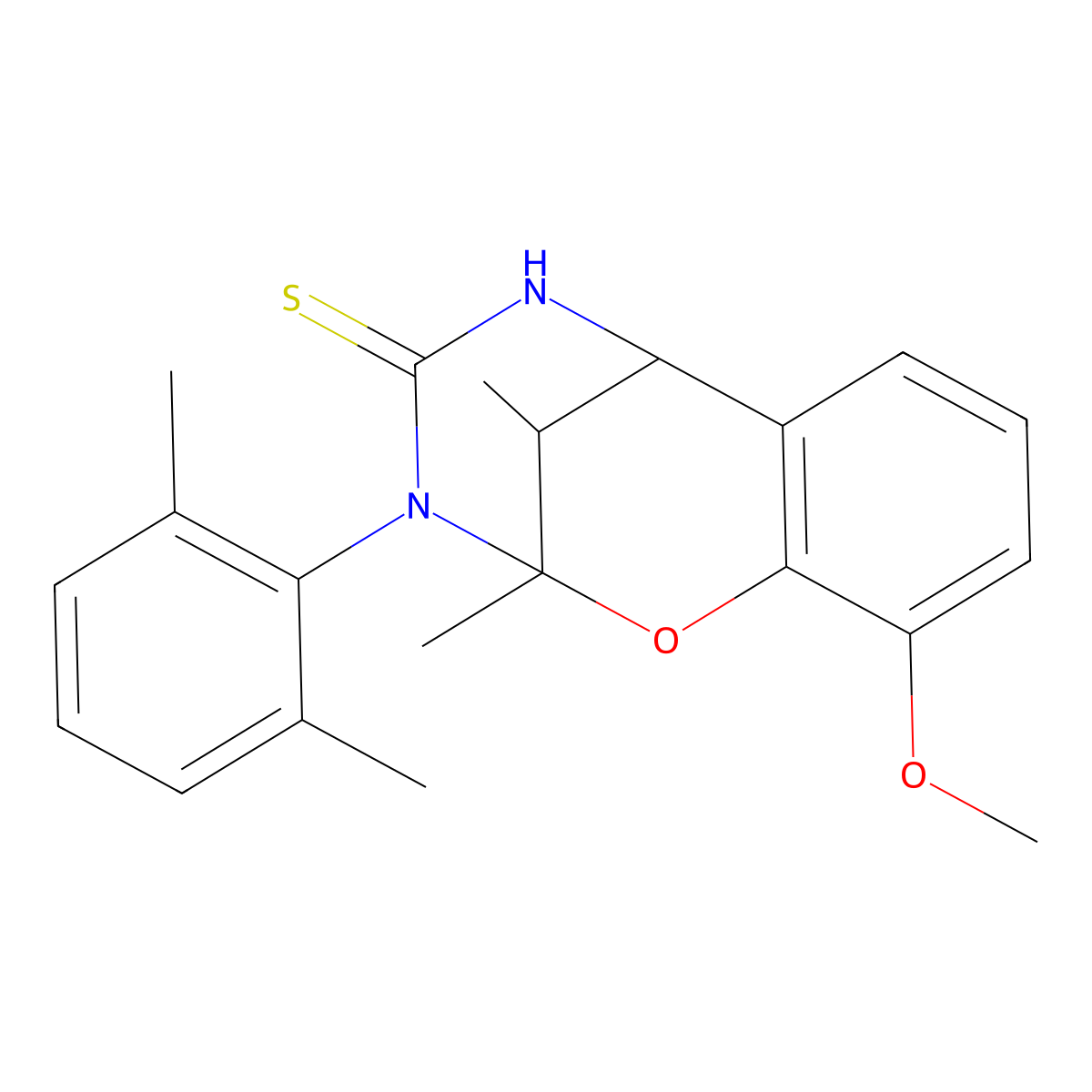 3-(2,6-dimethylphenyl)-10-methoxy-2,11-dimethyl-5,6-dihydro-2H-2,6-methanobenzo[g][1,3,5]oxadiazocine-4(3H)-thione molecular structure, CAS 1009596-67-1