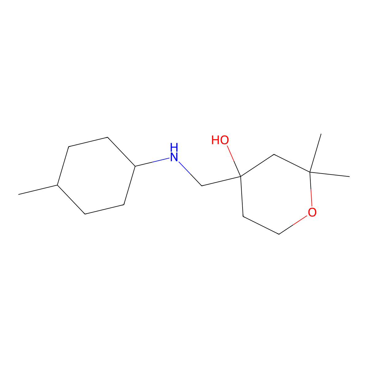 2,2-dimethyl-4-{[(4-methylcyclohexyl)amino]methyl}tetrahydro-2H-pyran-4-ol molecular structure, CAS 1009598-08-6
