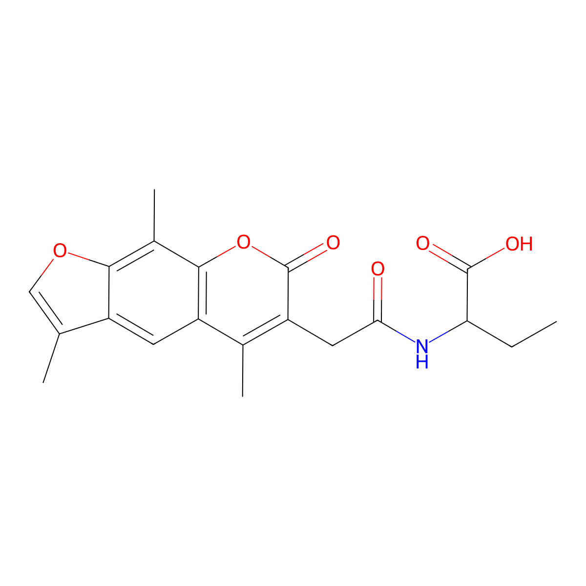 2-{[(3,5,9-trimethyl-7-oxo-7H-furo[3,2-g]chromen-6-yl)acetyl]amino}butanoic acid molecular structure, CAS 1009598-35-9