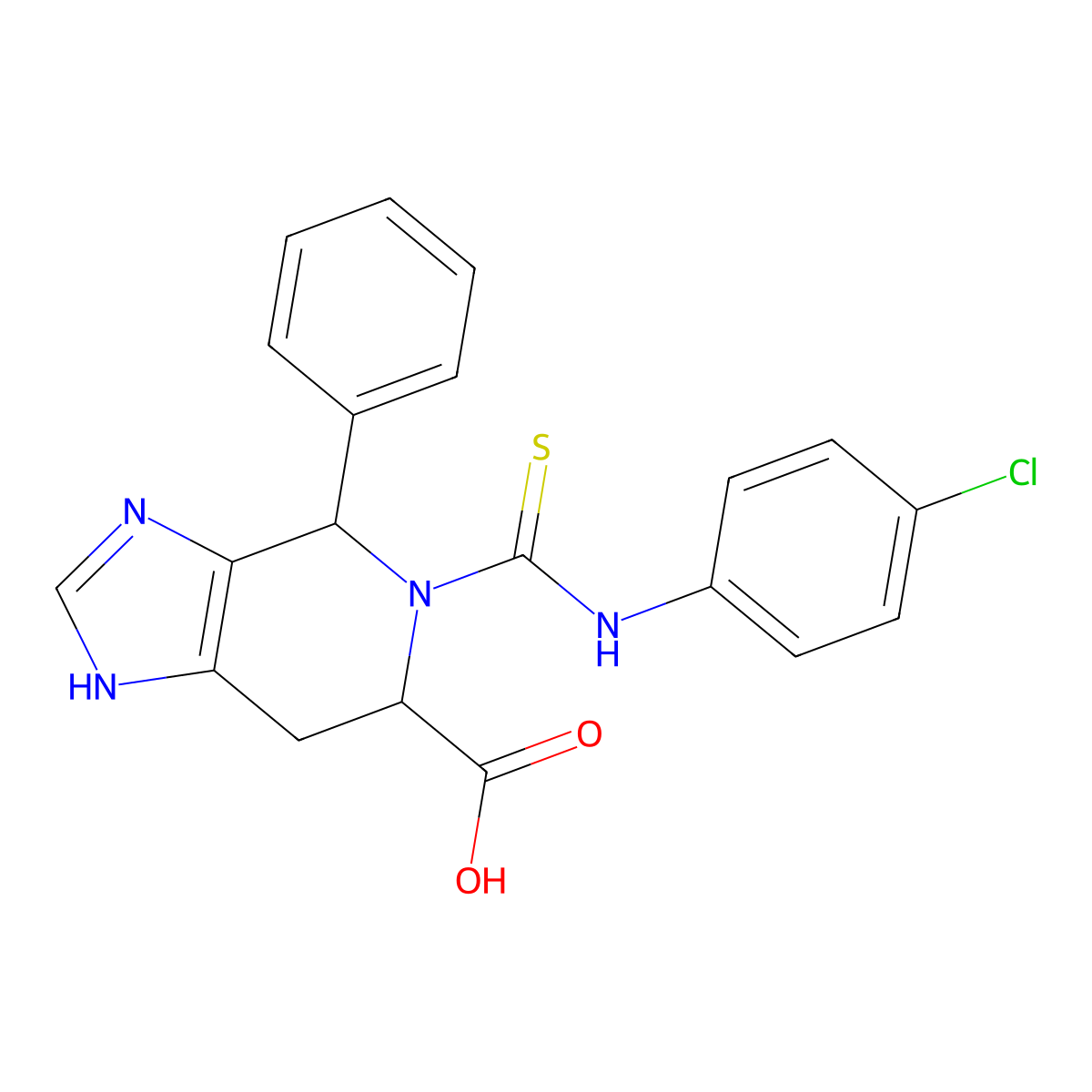 5-((4-chlorophenyl)carbamothioyl)-4-phenyl-4,5,6,7-tetrahydro-3H-imidazo[4,5-c]pyridine-6-carboxylic acid molecular structure, CAS 1009598-78-0