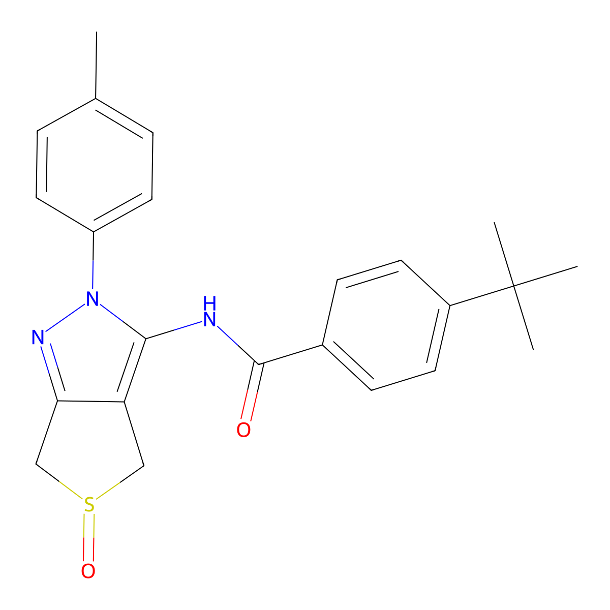 4-tert-butyl-N-[2-(4-methylphenyl)-5-oxo-4,6-dihydrothieno[3,4-c]pyrazol-3-yl]benzamide molecular structure, CAS 1009599-37-4
