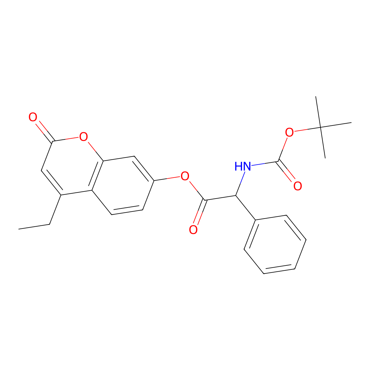 4-ethyl-2-oxo-2H-chromen-7-yl 2-((tert-butoxycarbonyl)amino)-2-phenylacetate molecular structure, CAS 1009599-40-9
