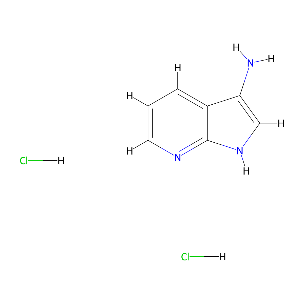 1H-pyrrolo[2,3-b]pyridin-3-amine dihydrochloride molecular structure, CAS 100960-08-5
