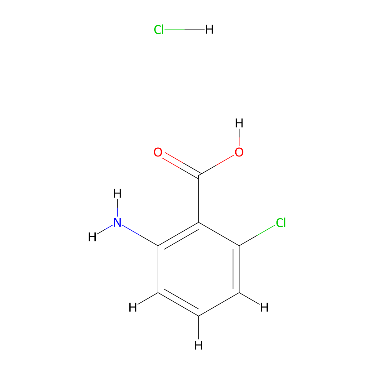 2-Amino-6-chlorobenzoic acid hydrochloride molecular structure, CAS 100960-33-6