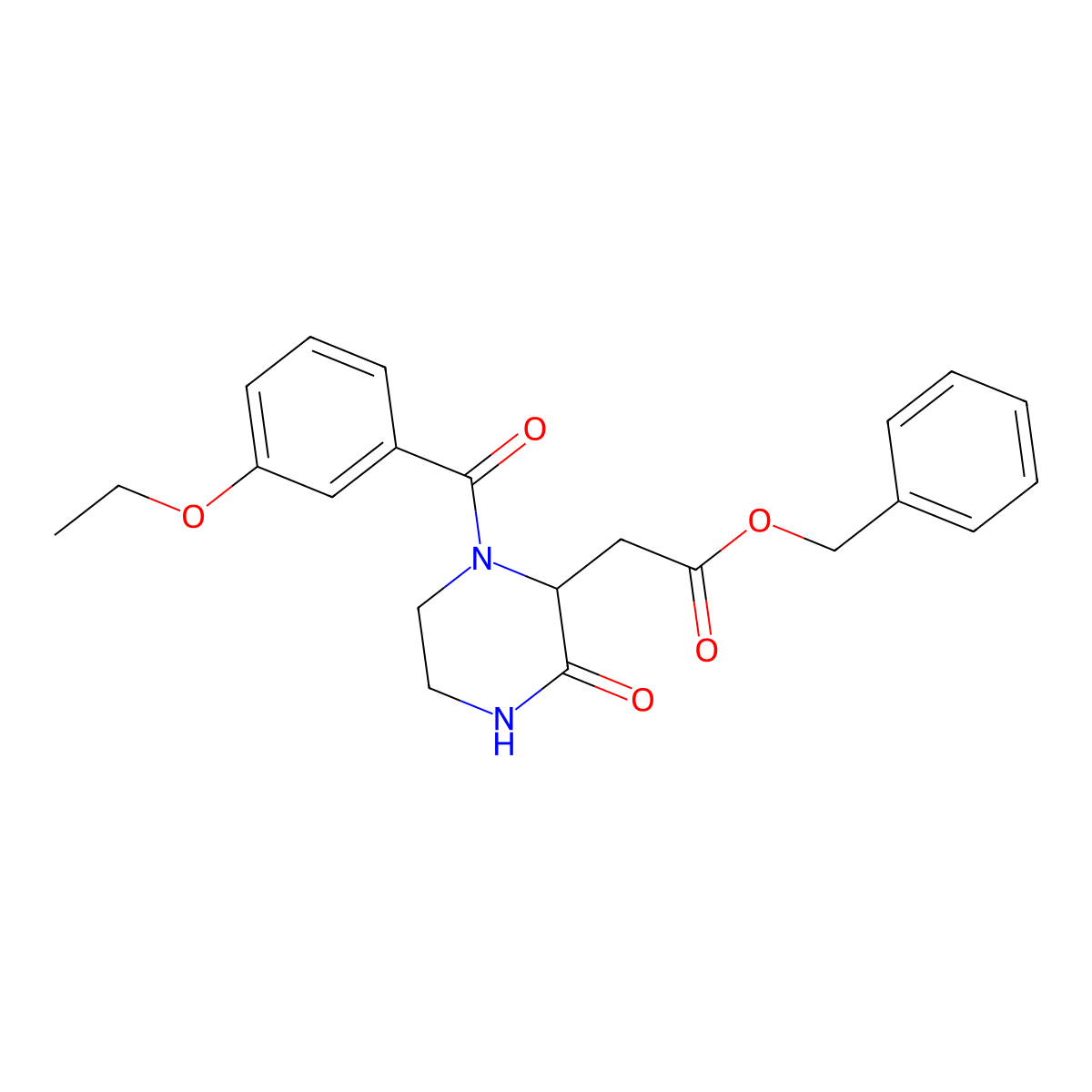 Benzyl 2-[1-(3-ethoxybenzoyl)-3-oxopiperazin-2-yl]acetate molecular structure, CAS 1009600-17-2