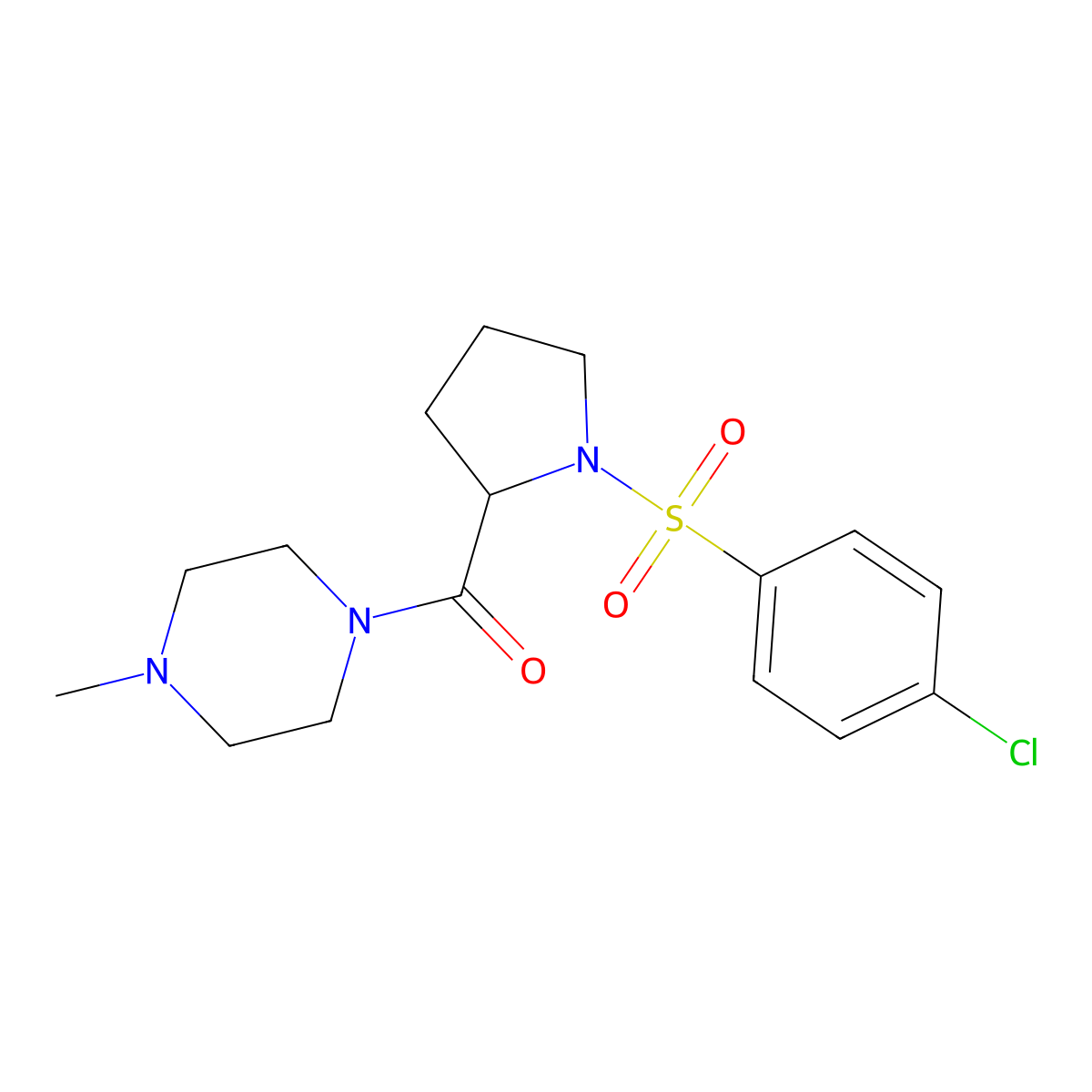 [1-(4-Chlorophenyl)sulfonylpyrrolidin-2-yl]-(4-methylpiperazin-1-yl)methanone molecular structure, CAS 1009600-78-5