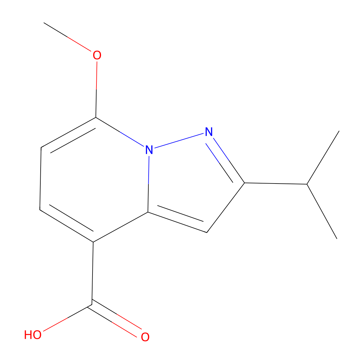 2-Isopropyl-7-methoxypyrazolo[1,5-a]pyridine-4-carboxylic acid molecular structure, CAS 1009601-79-9