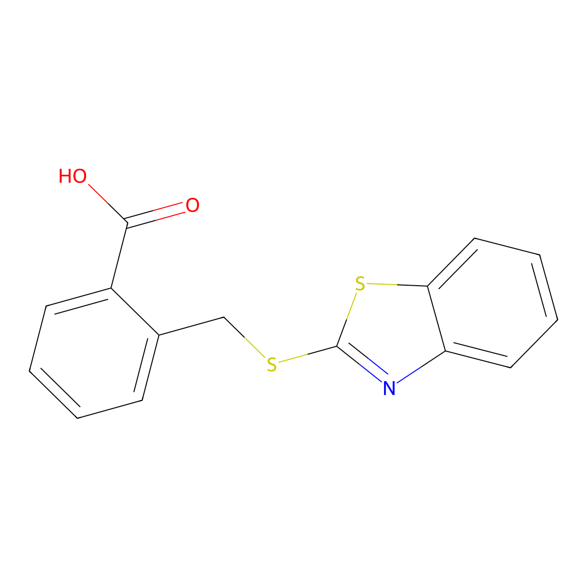 2-((Benzo[d]thiazol-2-ylthio)methyl)benzoic acid molecular structure, CAS 100961-61-3