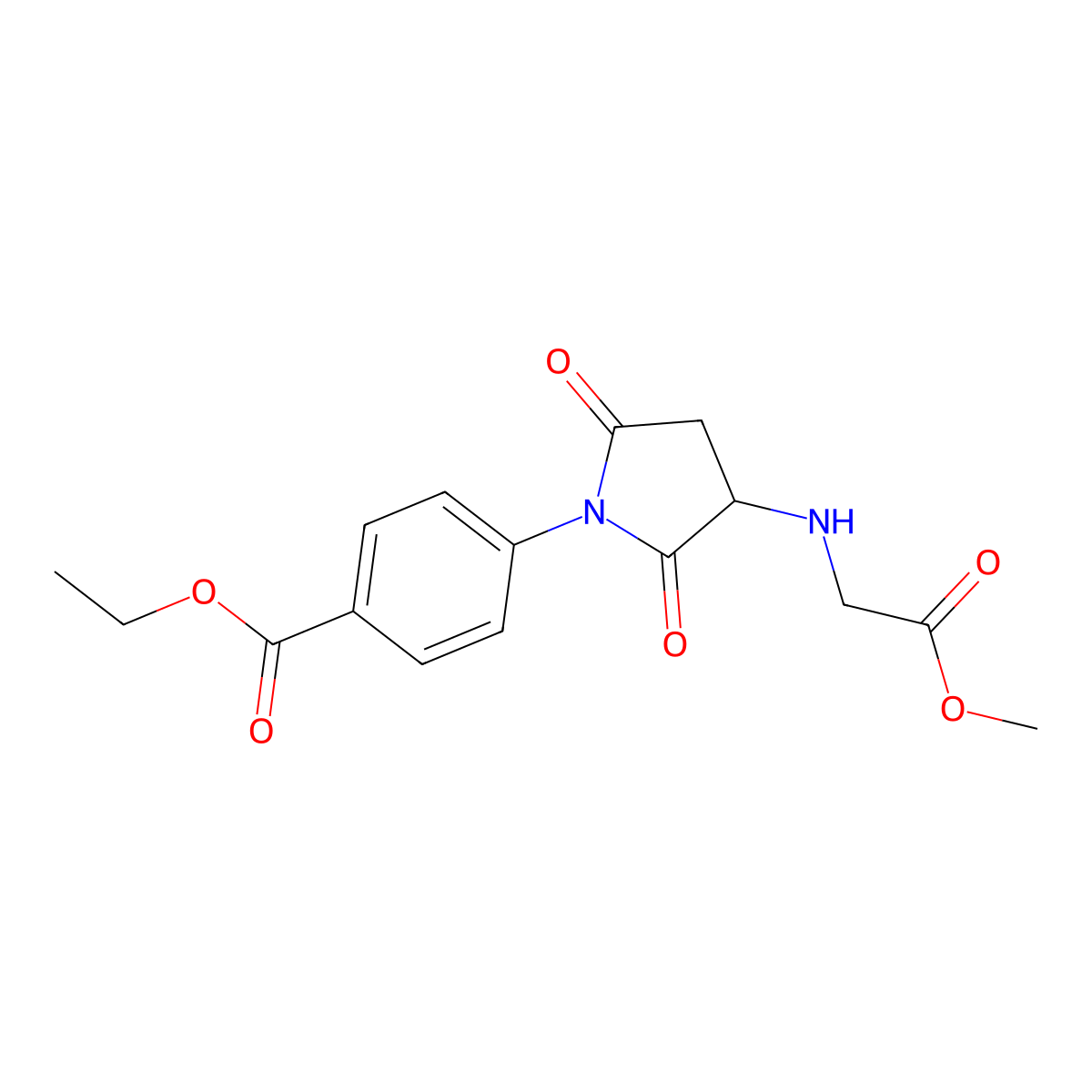 Ethyl 4-[3-[(2-methoxy-2-oxoethyl)amino]-2,5-dioxopyrrolidin-1-yl]benzoate molecular structure, CAS 1009612-10-5