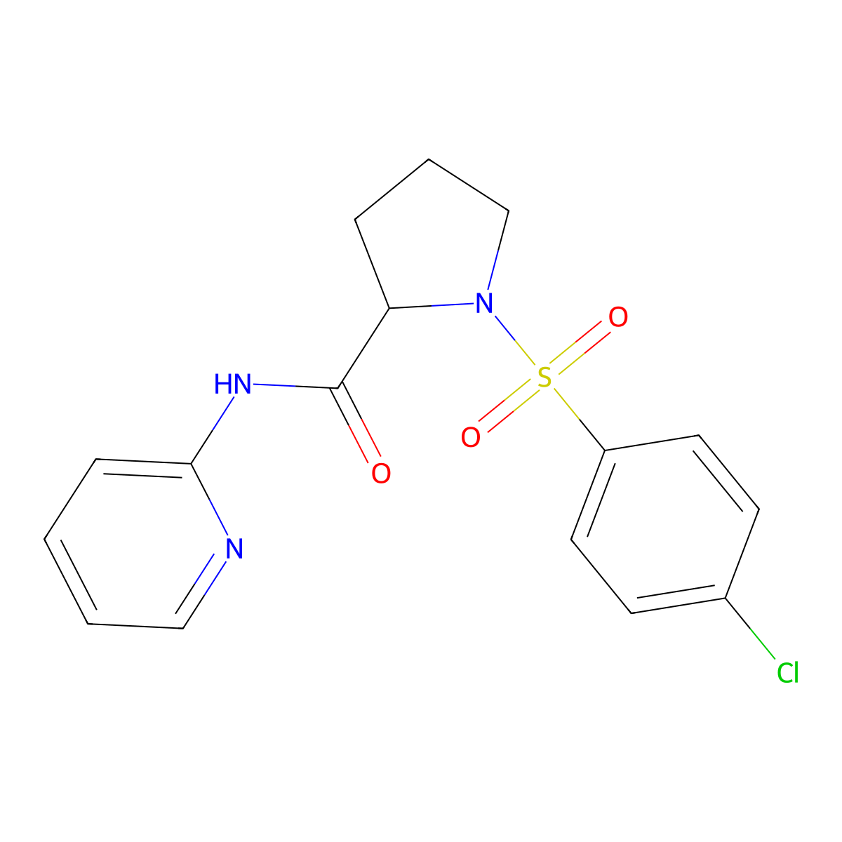 1-(4-chlorophenyl)sulfonyl-N-pyridin-2-ylpyrrolidine-2-carboxamide molecular structure, CAS 1009615-04-6