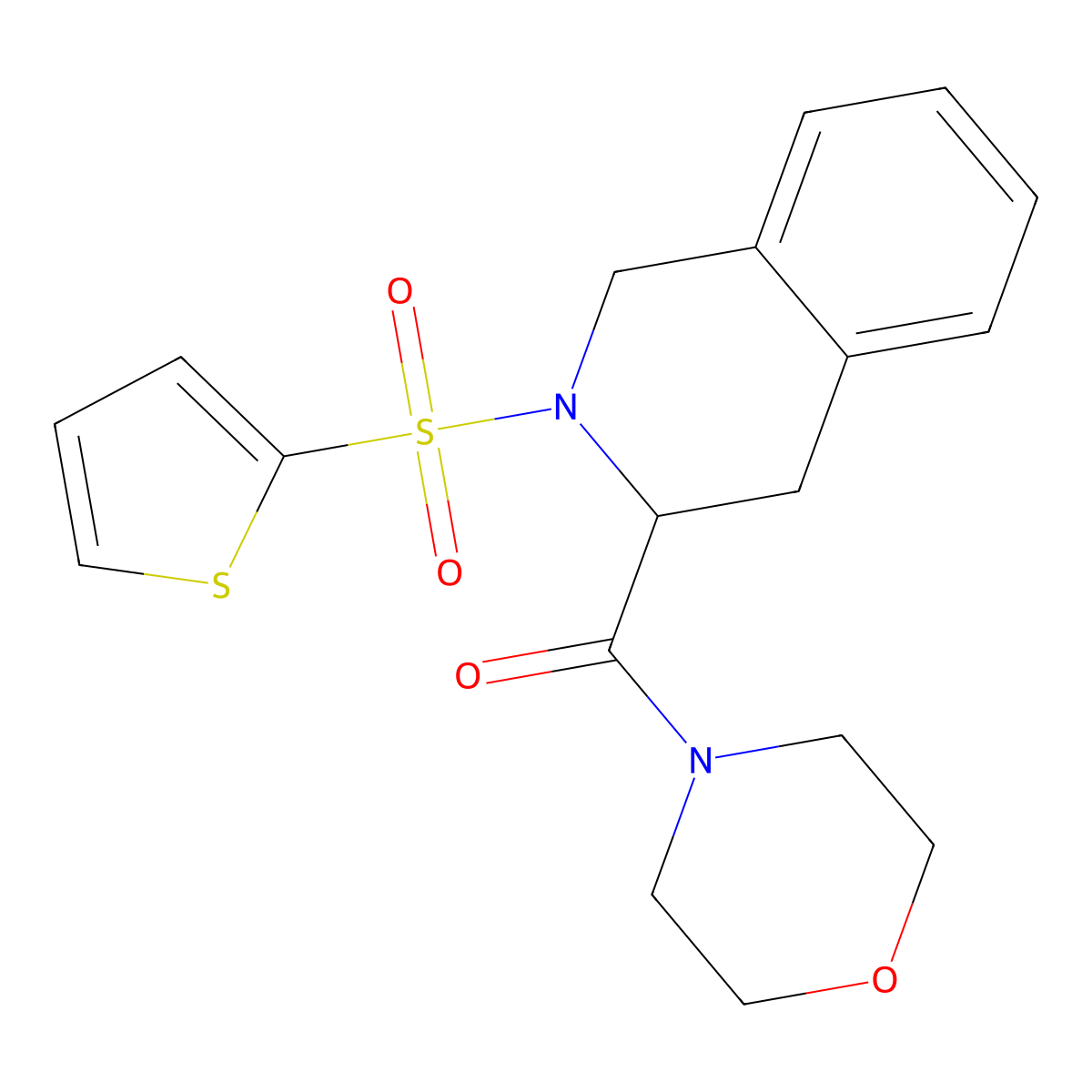 morpholin-4-yl-(2-thiophen-2-ylsulfonyl-3,4-dihydro-1H-isoquinolin-3-yl)methanone molecular structure, CAS 1009618-47-6