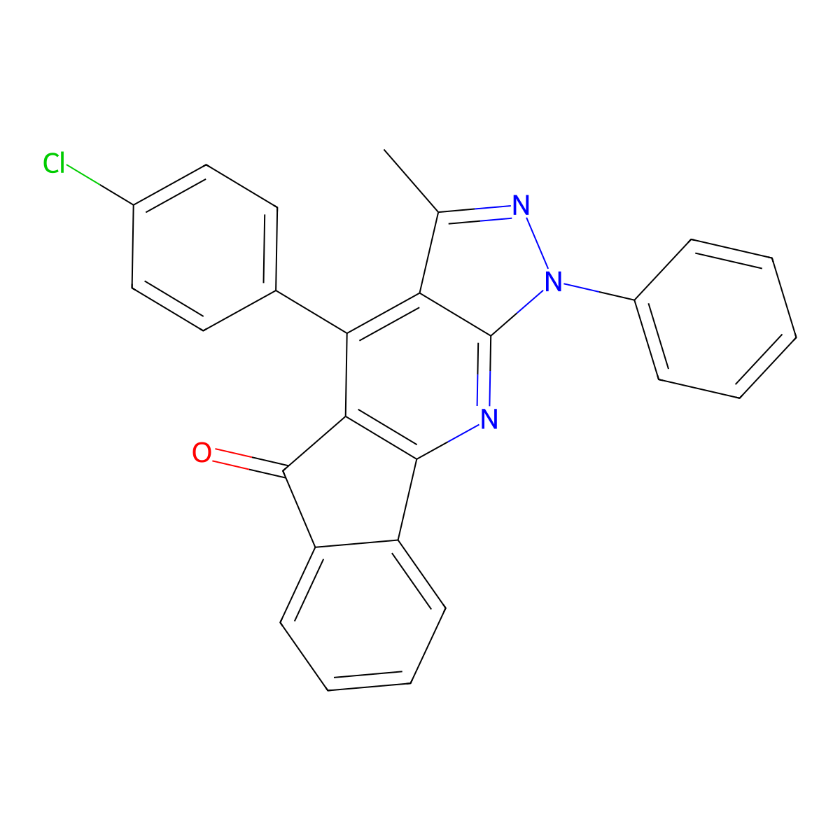 4-(4-Chlorophenyl)-3-methyl-1-phenylindeno[1,2-b]pyrazolo[4,3-e]pyridin-5(1H)-one molecular structure, CAS 1009630-24-3