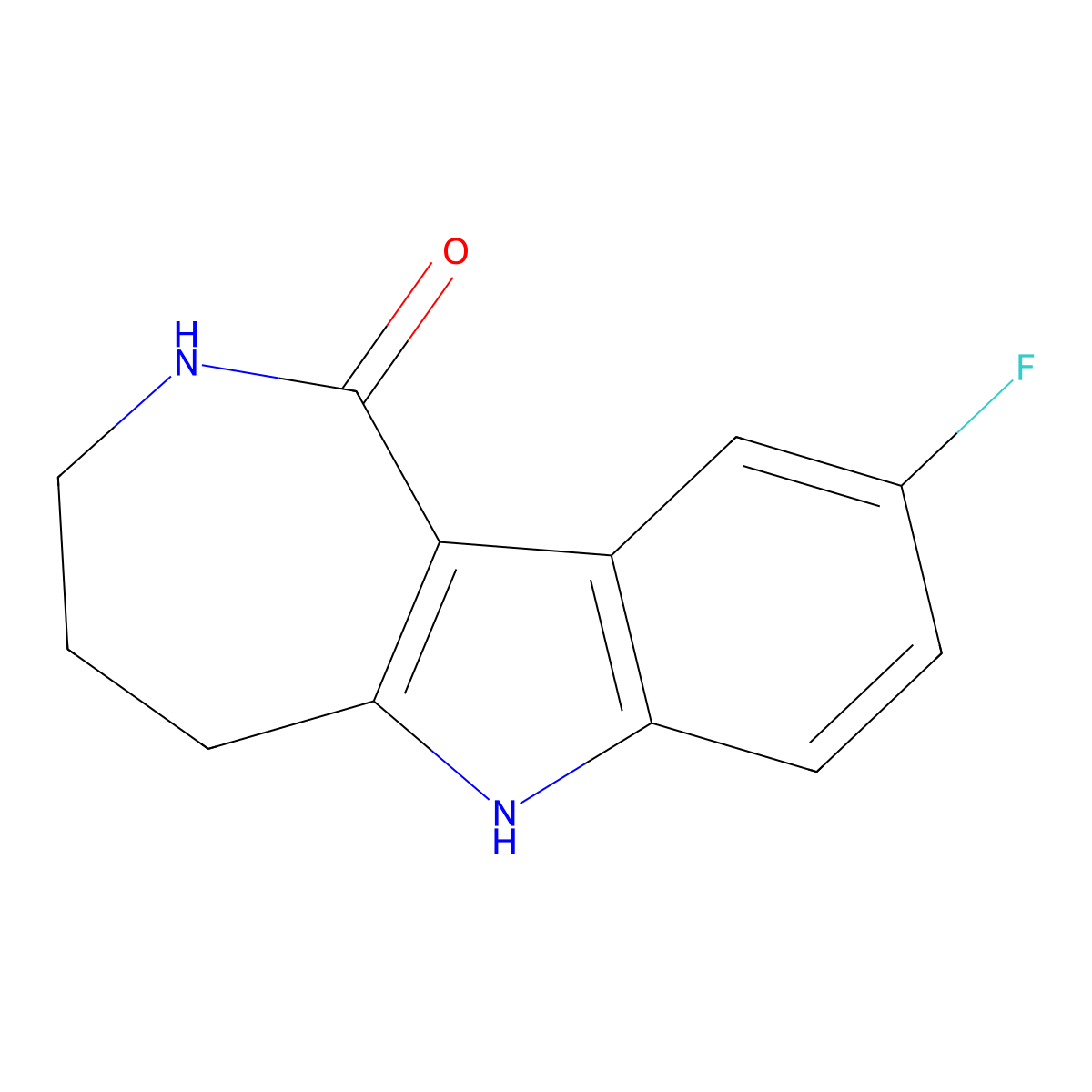 9-fluoro-1H,2H,3H,4H,5H,6H-azepino[4,3-b]indol-1-one molecular structure, CAS 1009631-14-4