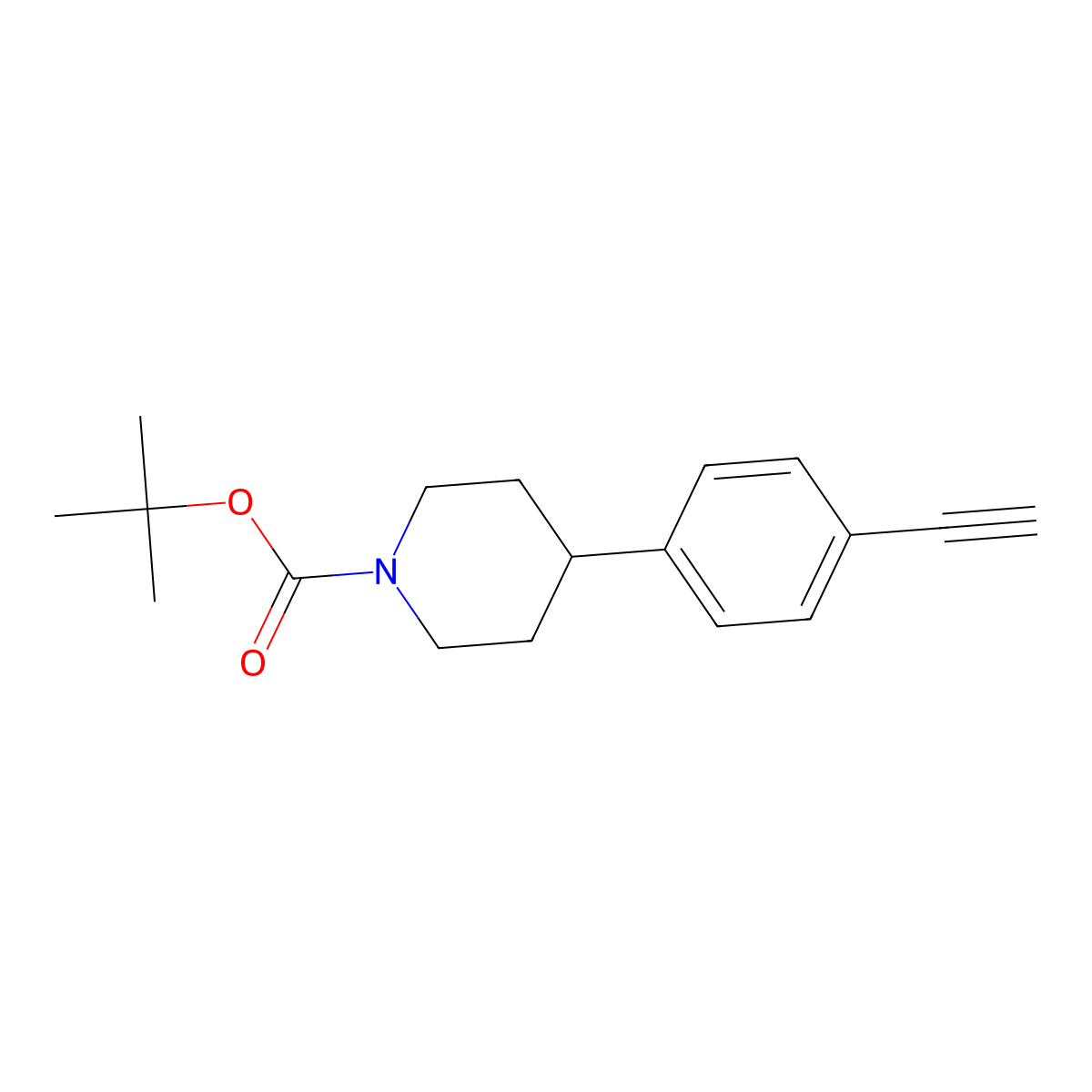 Tert-butyl 4-(4-ethynylphenyl)piperidine-1-carboxylate molecular structure, CAS 1009640-15-6