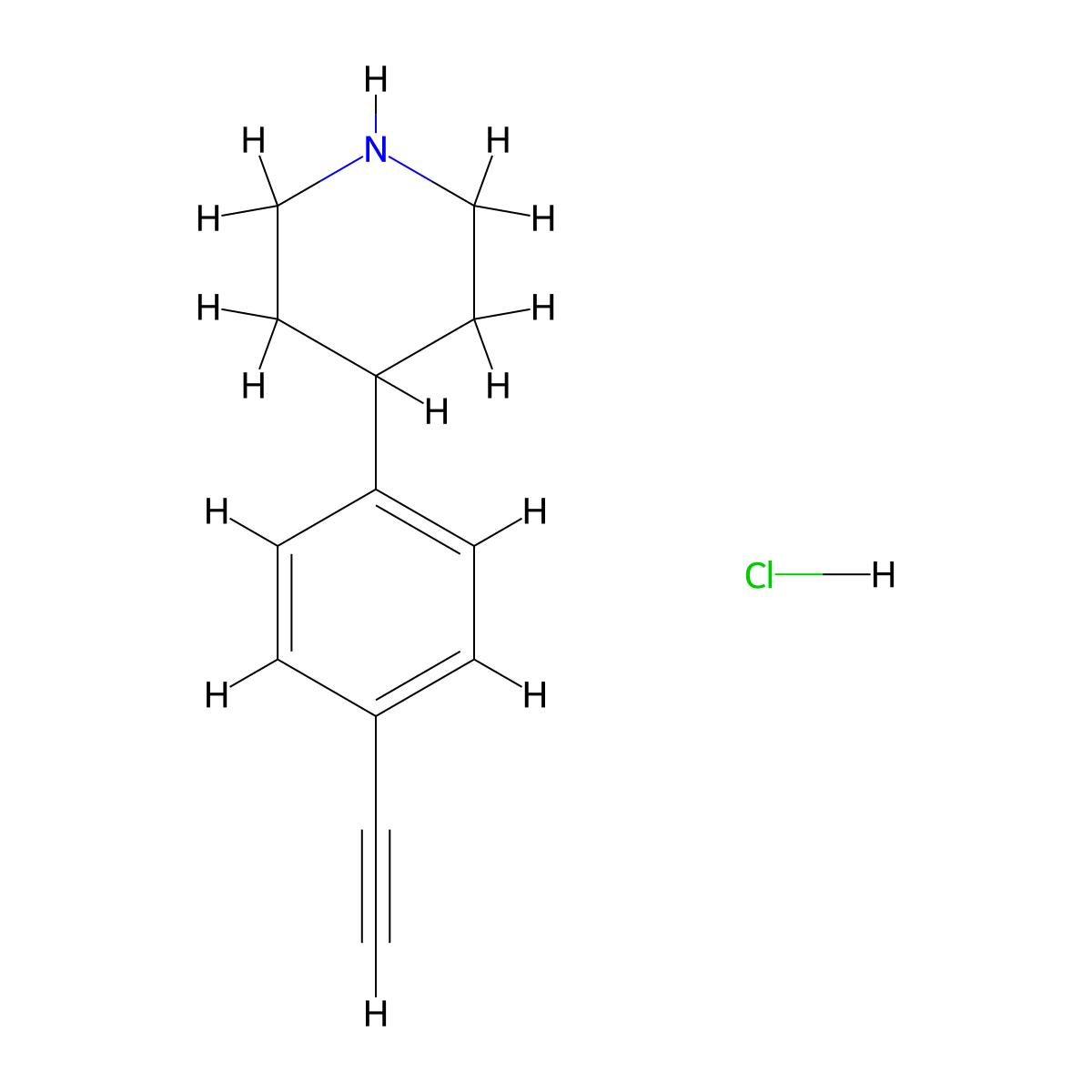 4-(4-Ethynylphenyl)piperidine hydrochloride molecular structure, CAS 1009640-16-7