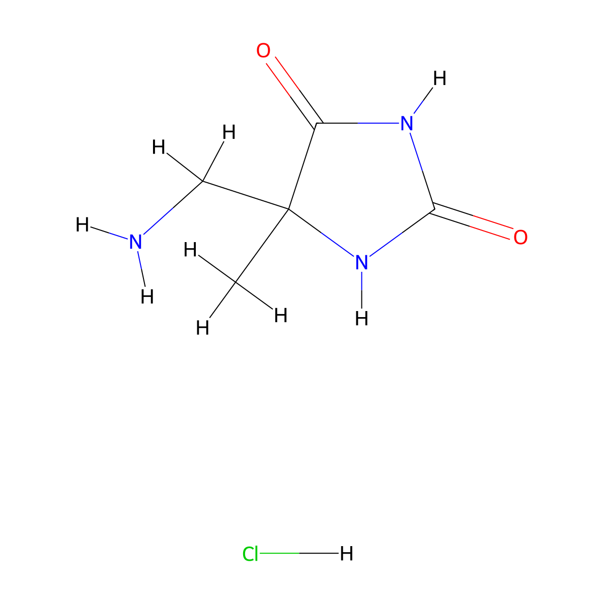 5-(Aminomethyl)-5-methylimidazolidine-2,4-dione hydrochloride molecular structure, CAS 1009640-21-4