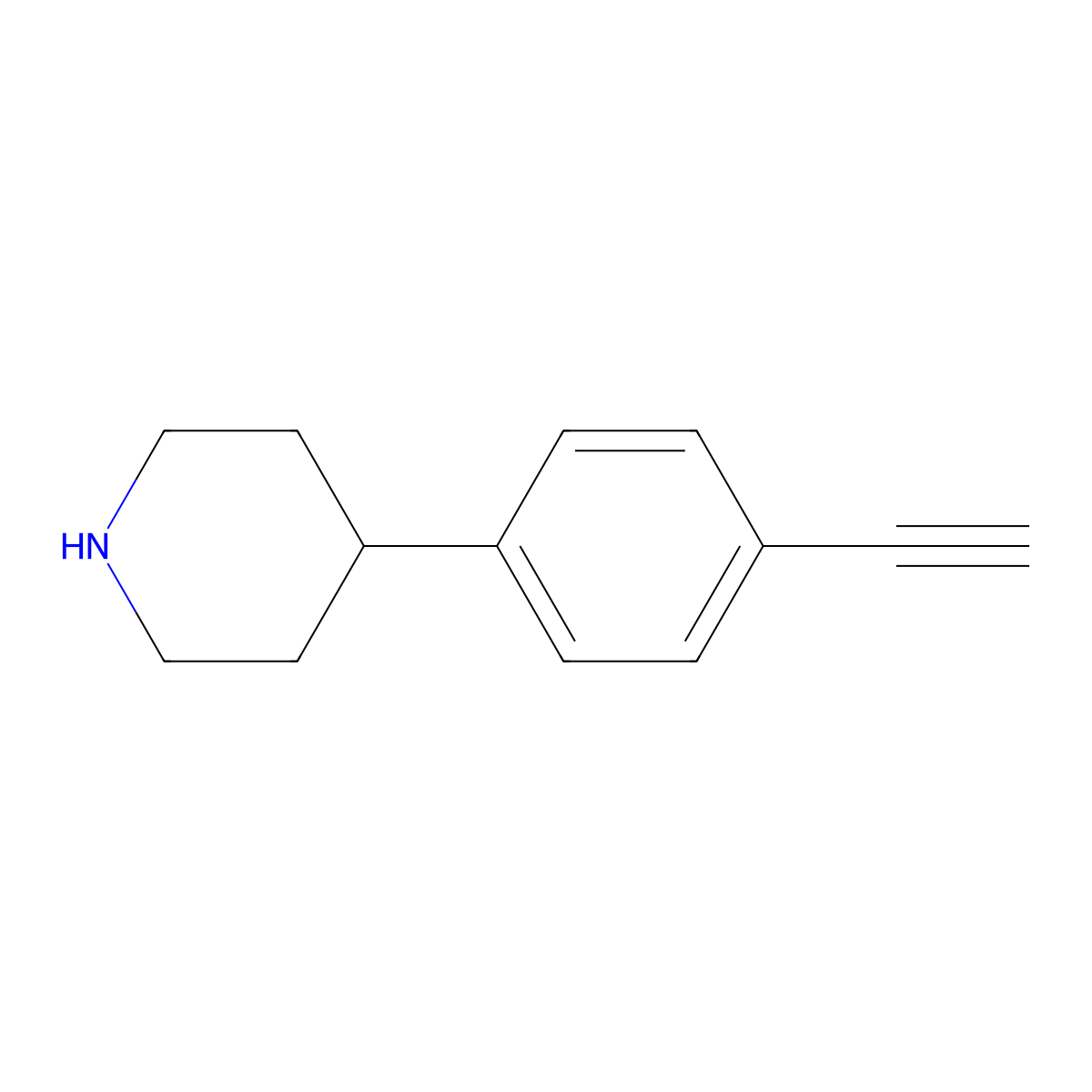 4-(4-Ethynylphenyl)piperidine molecular structure, CAS 1009664-45-2