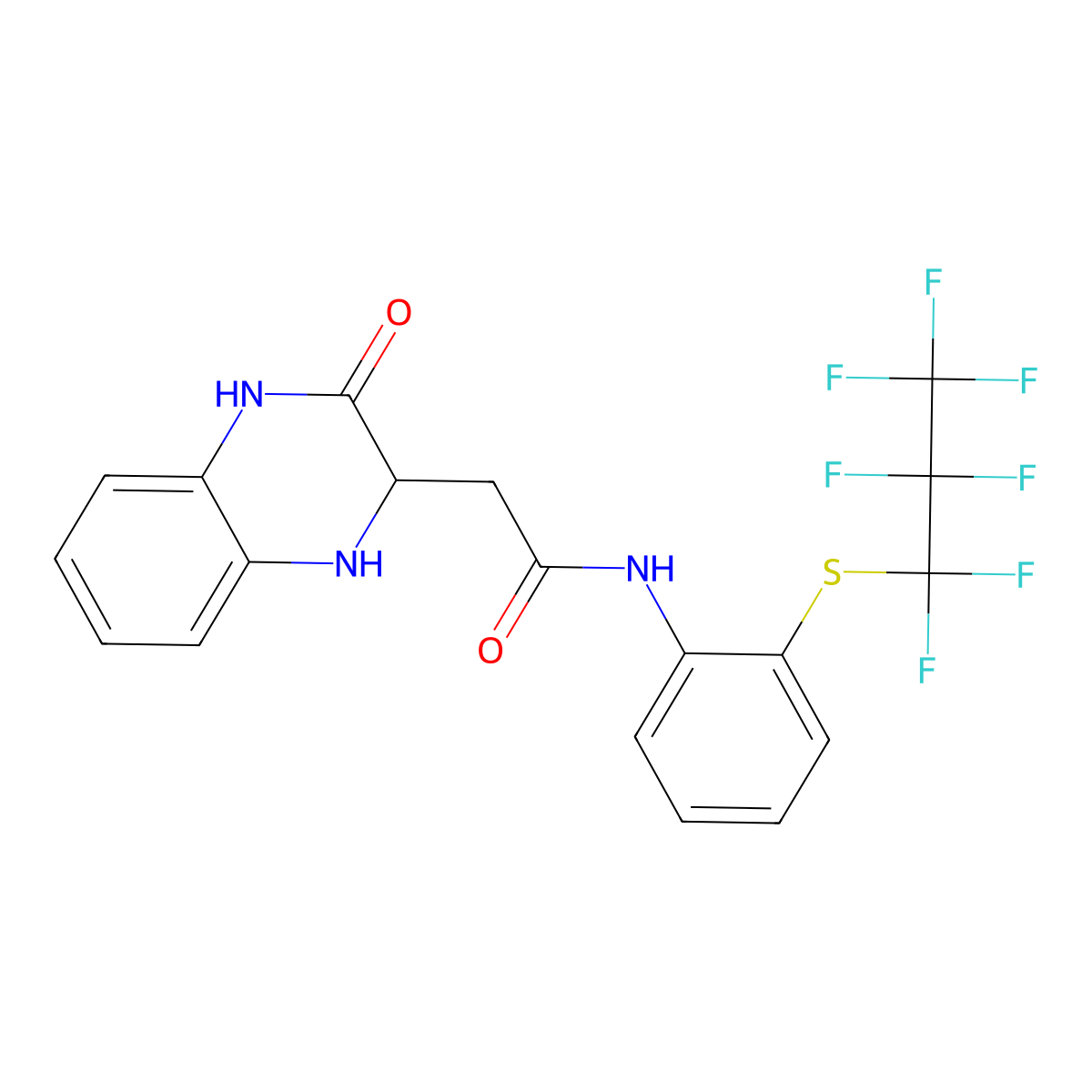 N-[2-(1,1,2,2,3,3,3-heptafluoropropylsulfanyl)phenyl]-2-(3-oxo-2,4-dihydro-1H-quinoxalin-2-yl)acetamide molecular structure, CAS 1009666-45-8