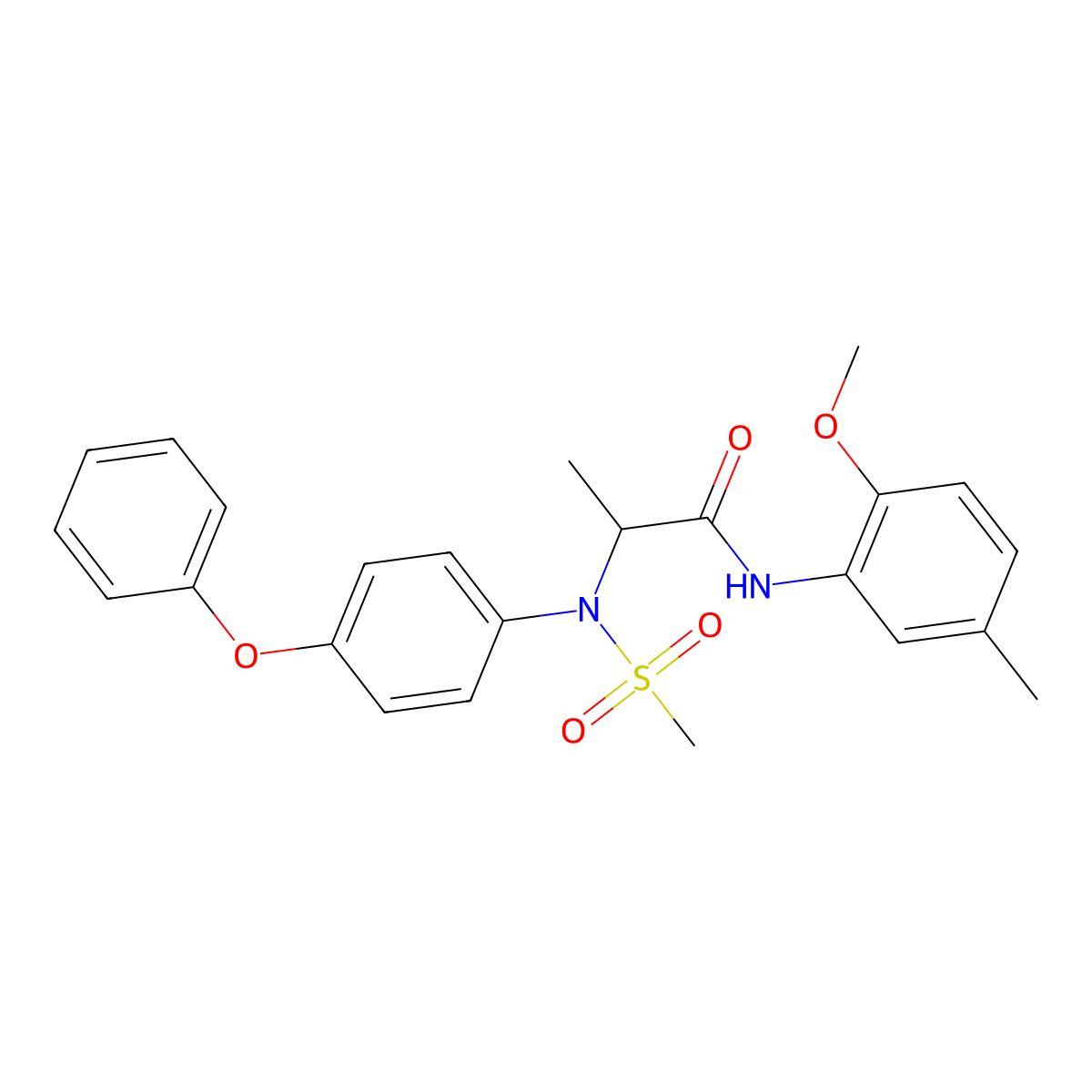 N-(2-methoxy-5-methylphenyl)-2-(N-methylsulfonyl-4-phenoxyanilino)propanamide molecular structure, CAS 1009666-52-7