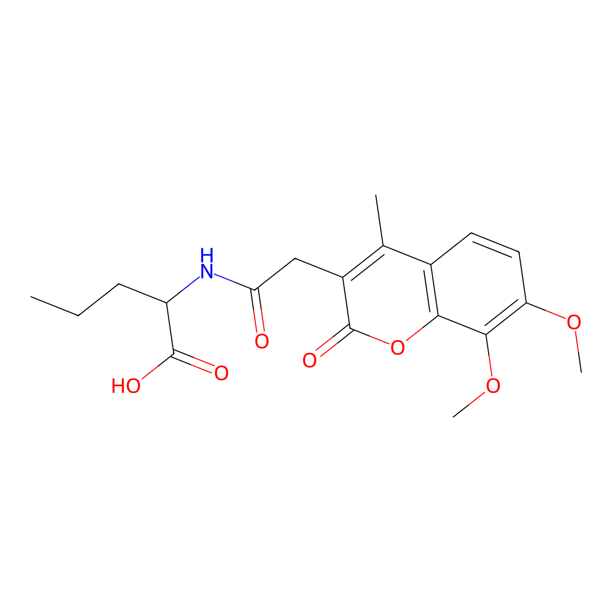 N-[(7,8-dimethoxy-4-methyl-2-oxo-2H-chromen-3-yl)acetyl]norvaline molecular structure, CAS 1009666-58-3