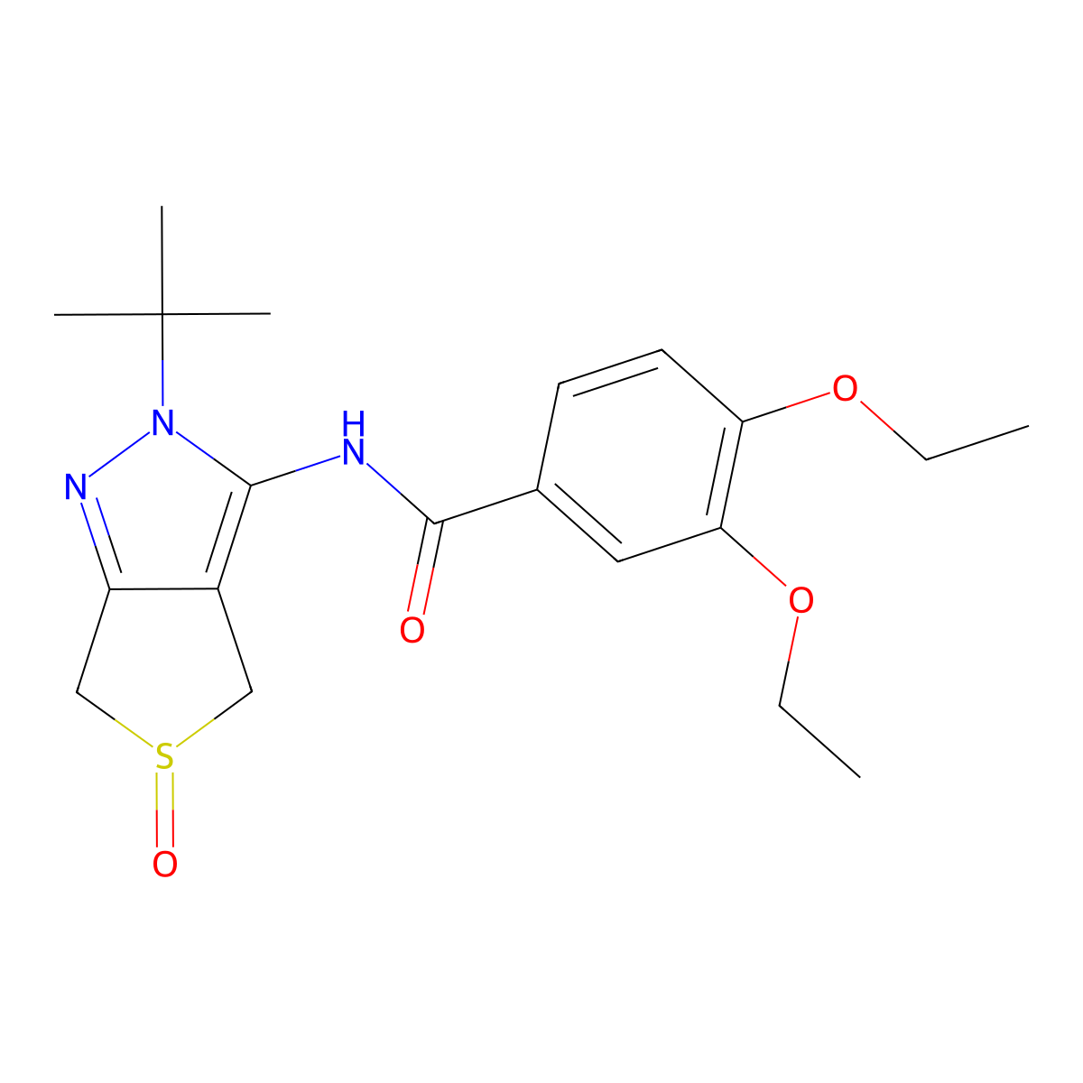 N-(2-tert-butyl-5-oxo-4,6-dihydrothieno[3,4-c]pyrazol-3-yl)-3,4-diethoxybenzamide molecular structure, CAS 1009666-71-0