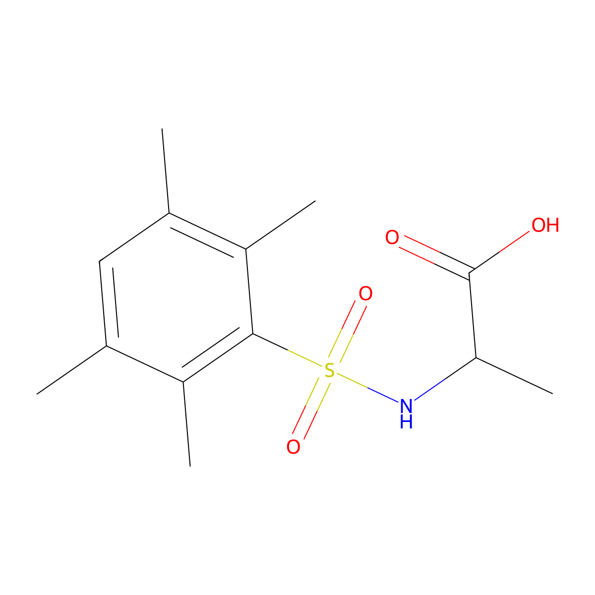 2-(2,3,5,6-Tetramethylbenzenesulfonamido)propanoic acid molecular structure, CAS 1009671-00-4