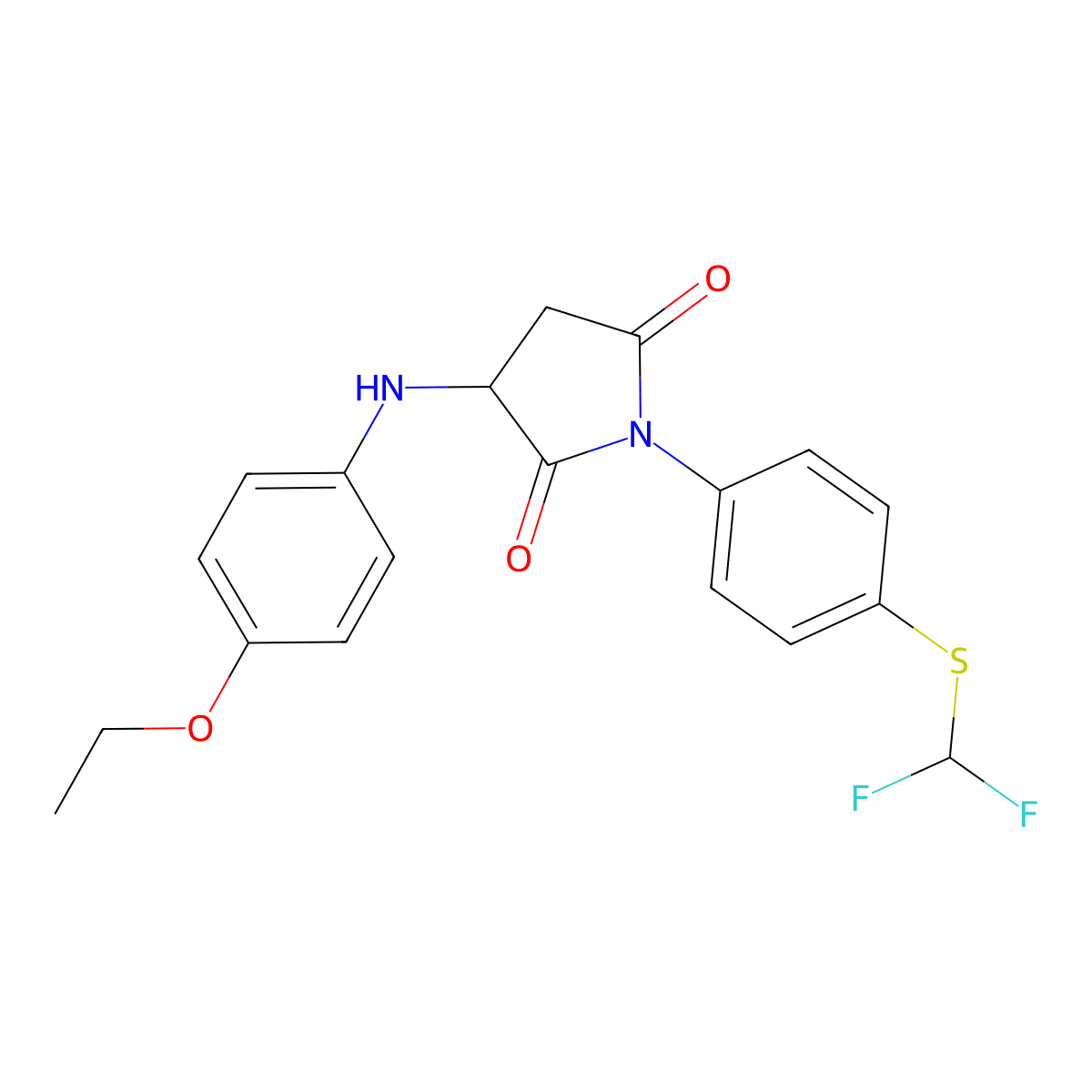 1-(4-((Difluoromethyl)thio)phenyl)-3-((4-ethoxyphenyl)amino)pyrrolidine-2,5-dione molecular structure, CAS 1009675-11-9