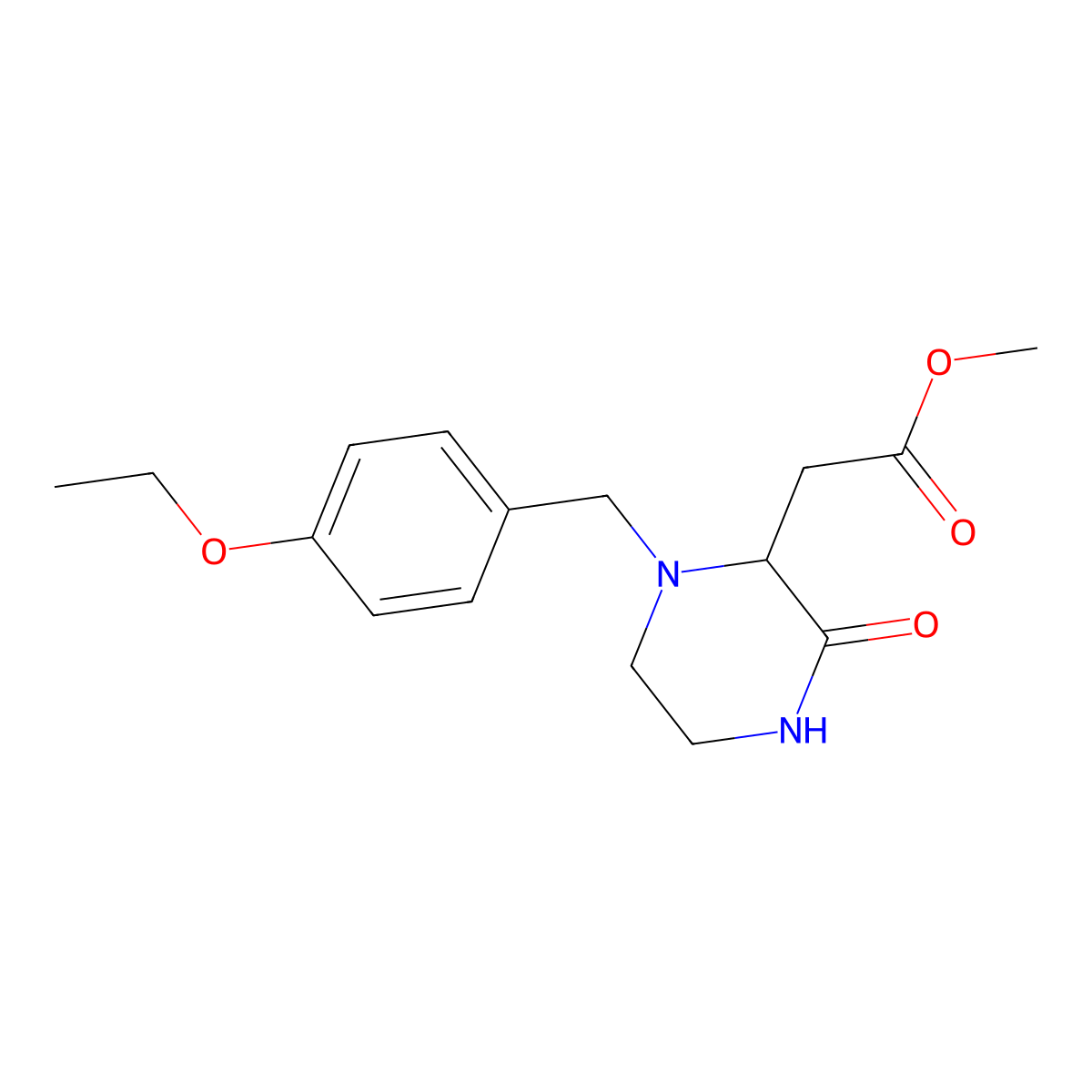Methyl [1-(4-ethoxybenzyl)-3-oxopiperazin-2-yl]acetate molecular structure, CAS 1009677-01-3