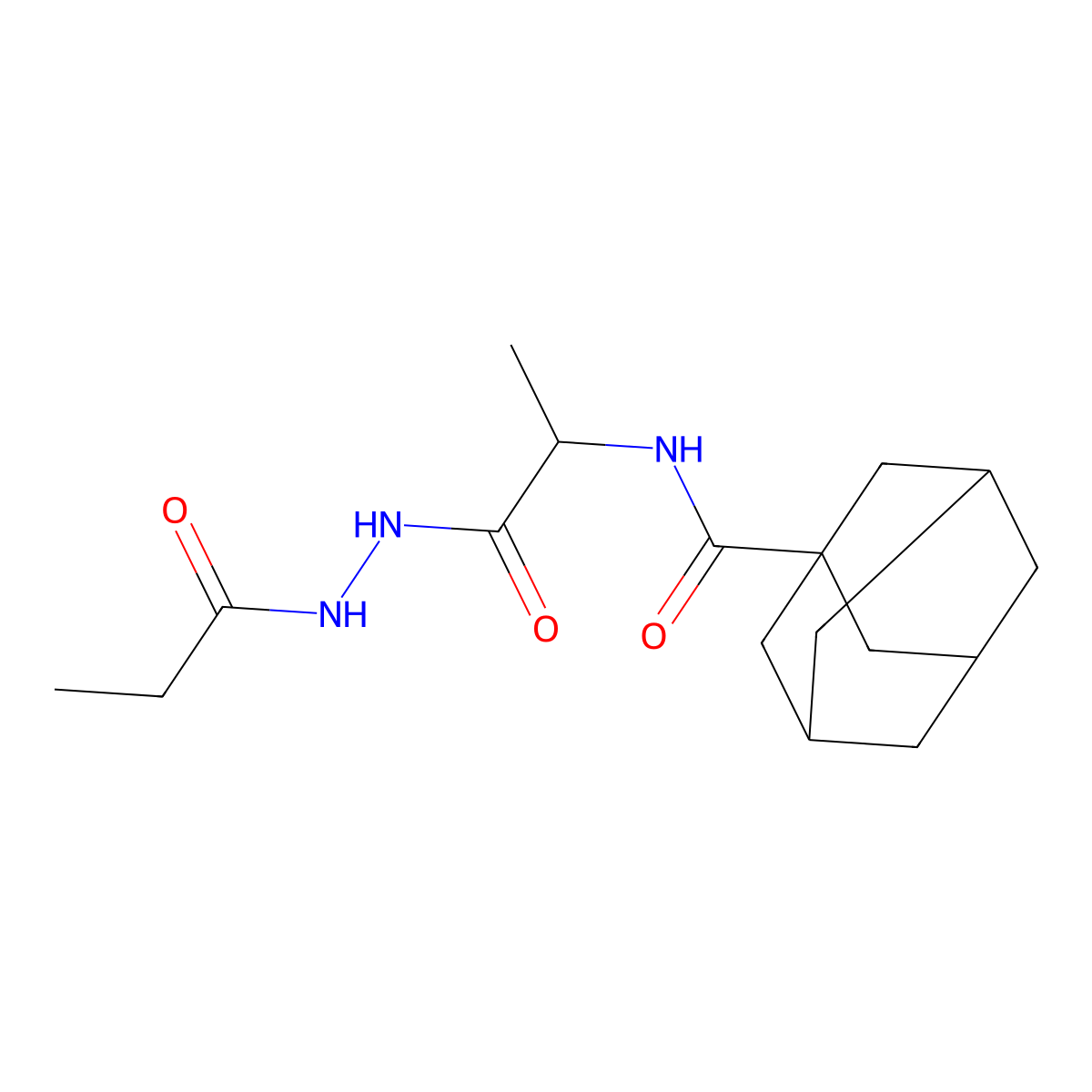N-[1-oxo-1-(2-propanoylhydrazinyl)propan-2-yl]adamantane-1-carboxamide molecular structure, CAS 1009677-02-4