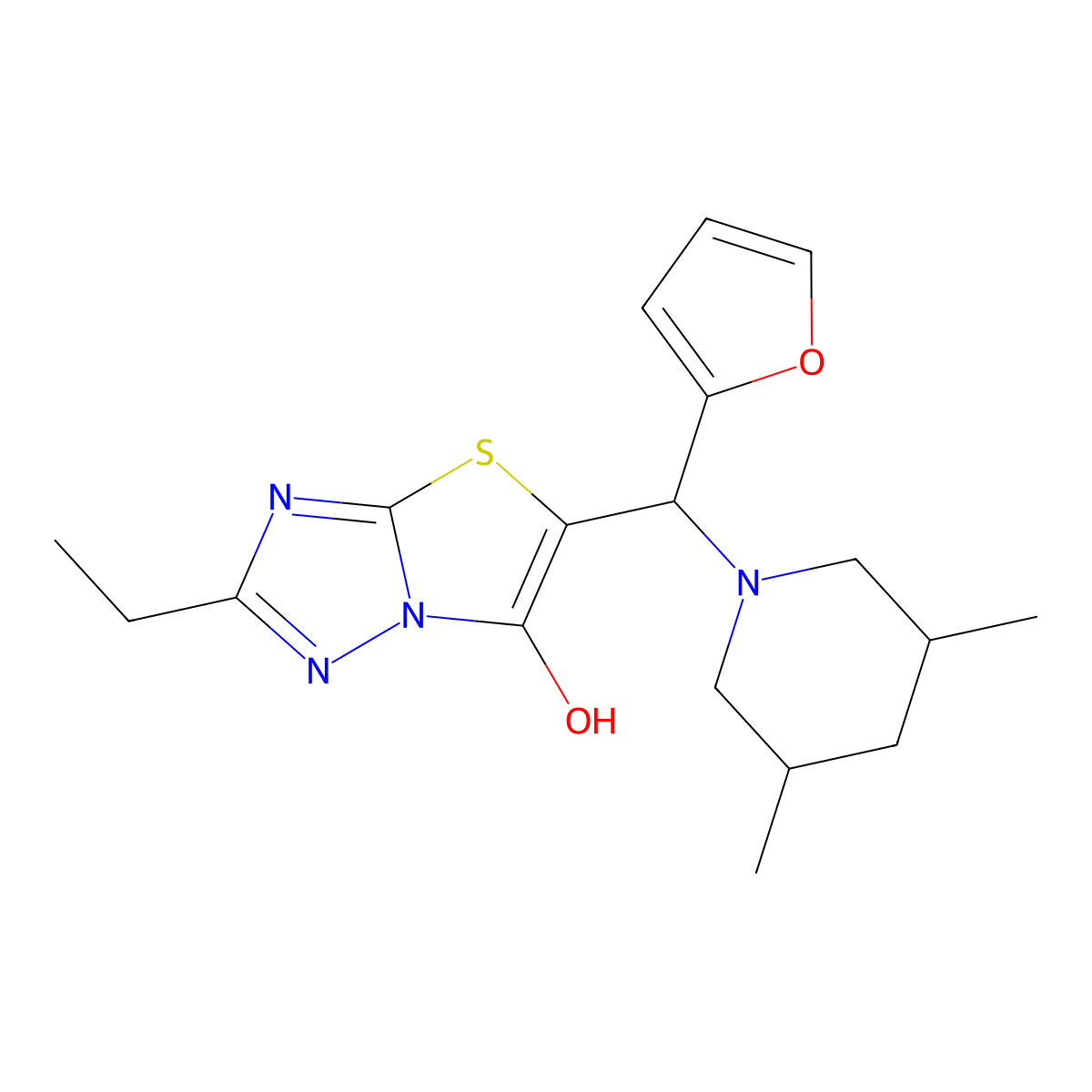 5-((3,5-Dimethylpiperidin-1-yl)(furan-2-yl)methyl)-2-ethylthiazolo[3,2-b][1,2,4]triazol-6-ol molecular structure, CAS 1009680-25-4