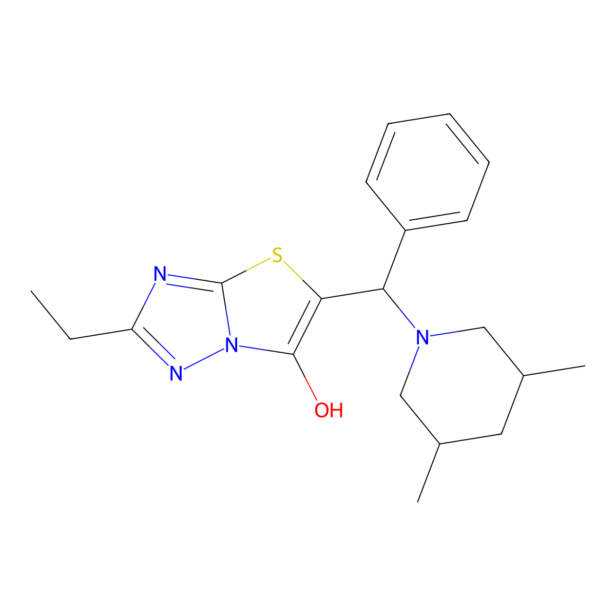 5-((3,5-Dimethylpiperidin-1-yl)(phenyl)methyl)-2-ethylthiazolo[3,2-b][1,2,4]triazol-6-ol molecular structure, CAS 1009680-39-0