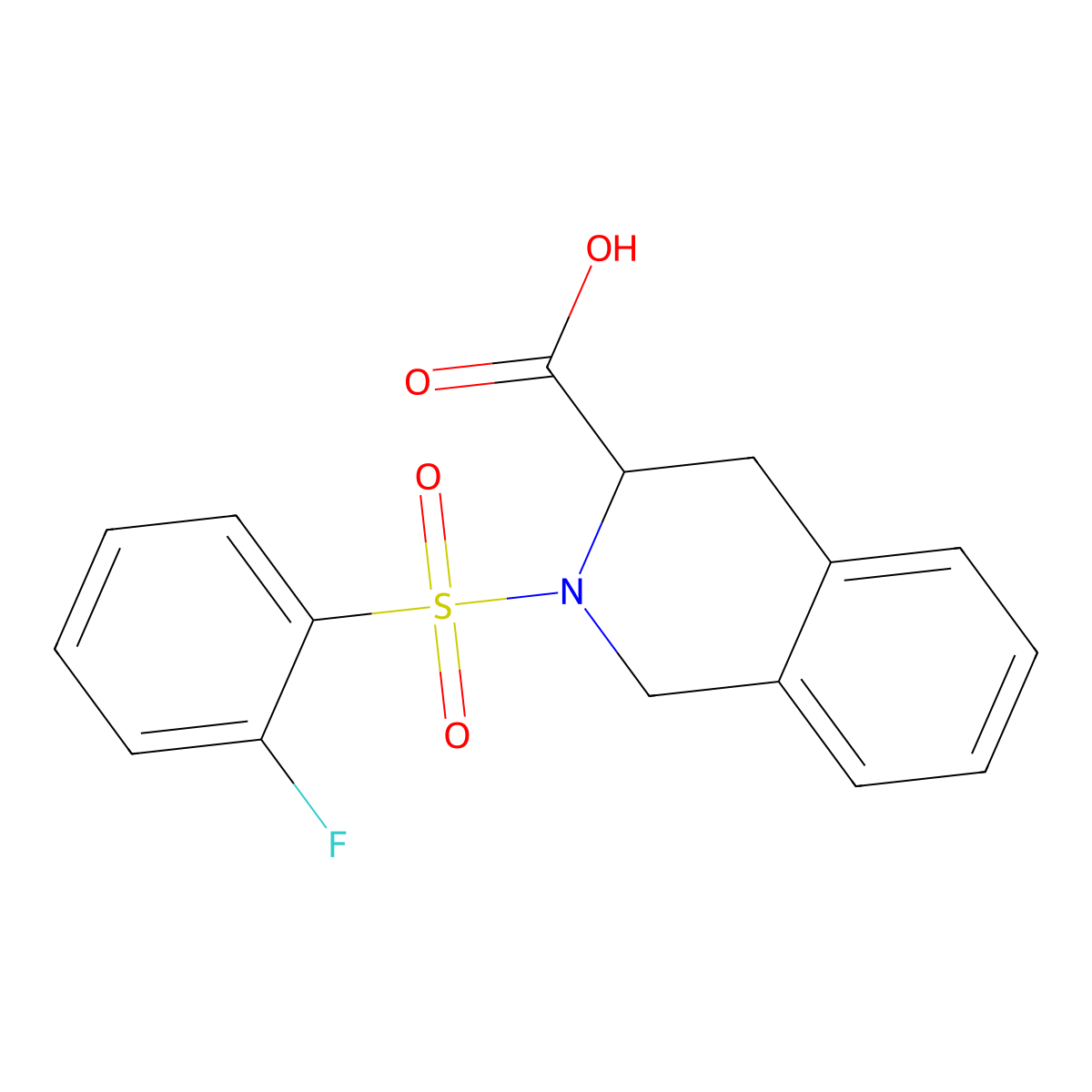 2-(2-Fluorobenzenesulfonyl)-1,2,3,4-tetrahydroisoquinoline-3-carboxylic acid molecular structure, CAS 1009681-02-0