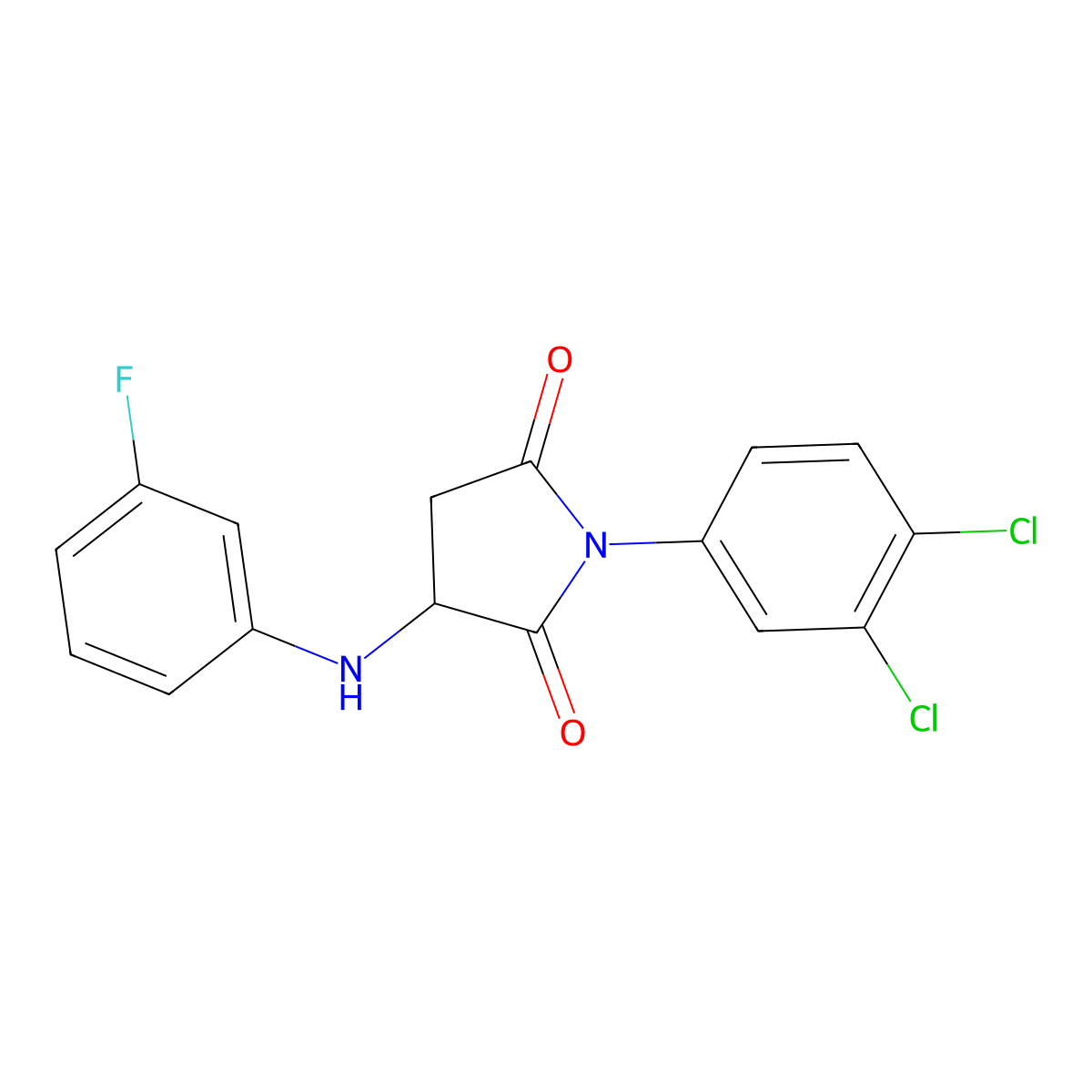 1-(3,4-Dichlorophenyl)-3-[(3-fluorophenyl)amino]azolidine-2,5-dione molecular structure, CAS 1009682-21-6