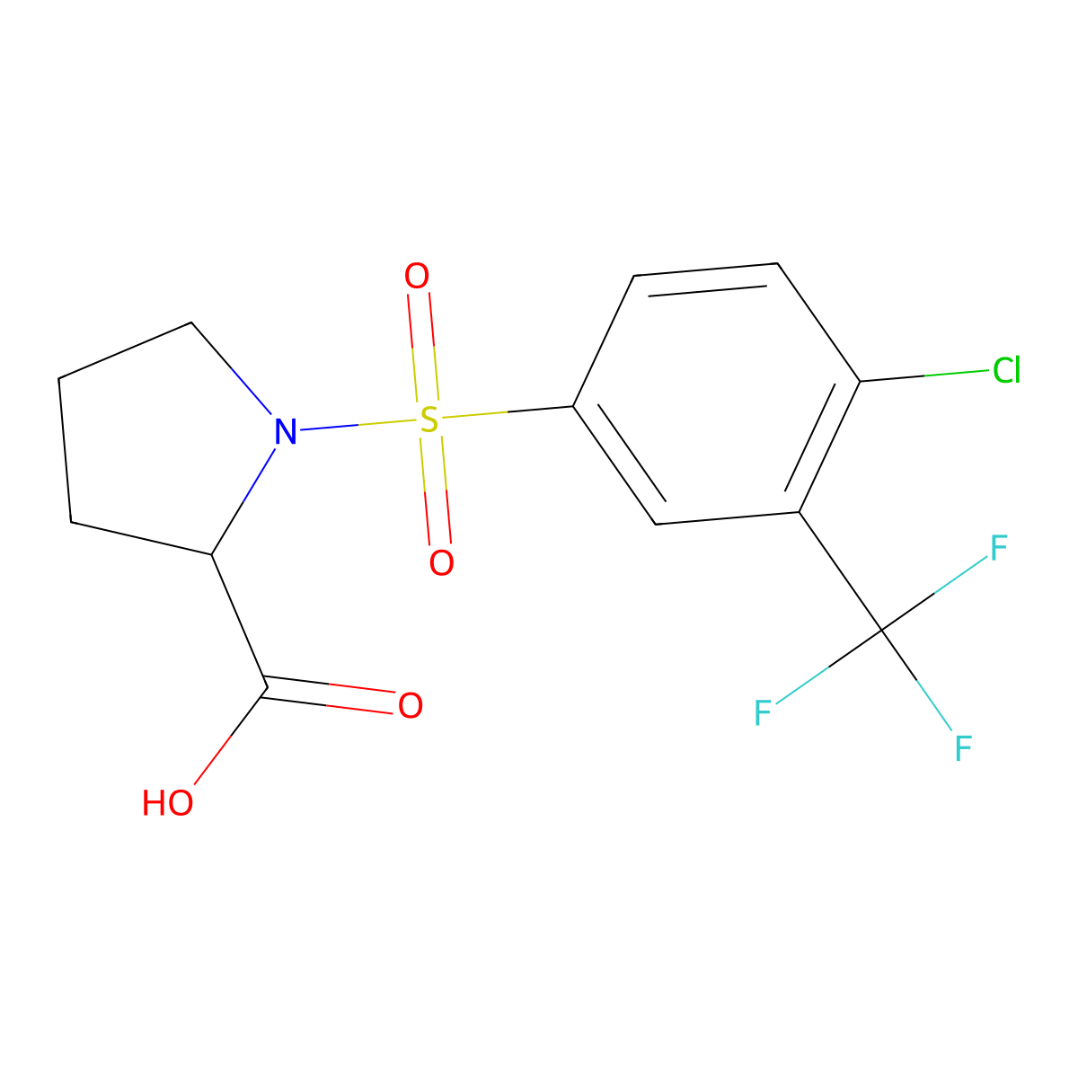 ((4-Chloro-3-(trifluoromethyl)phenyl)sulfonyl)proline molecular structure, CAS 1009684-43-8