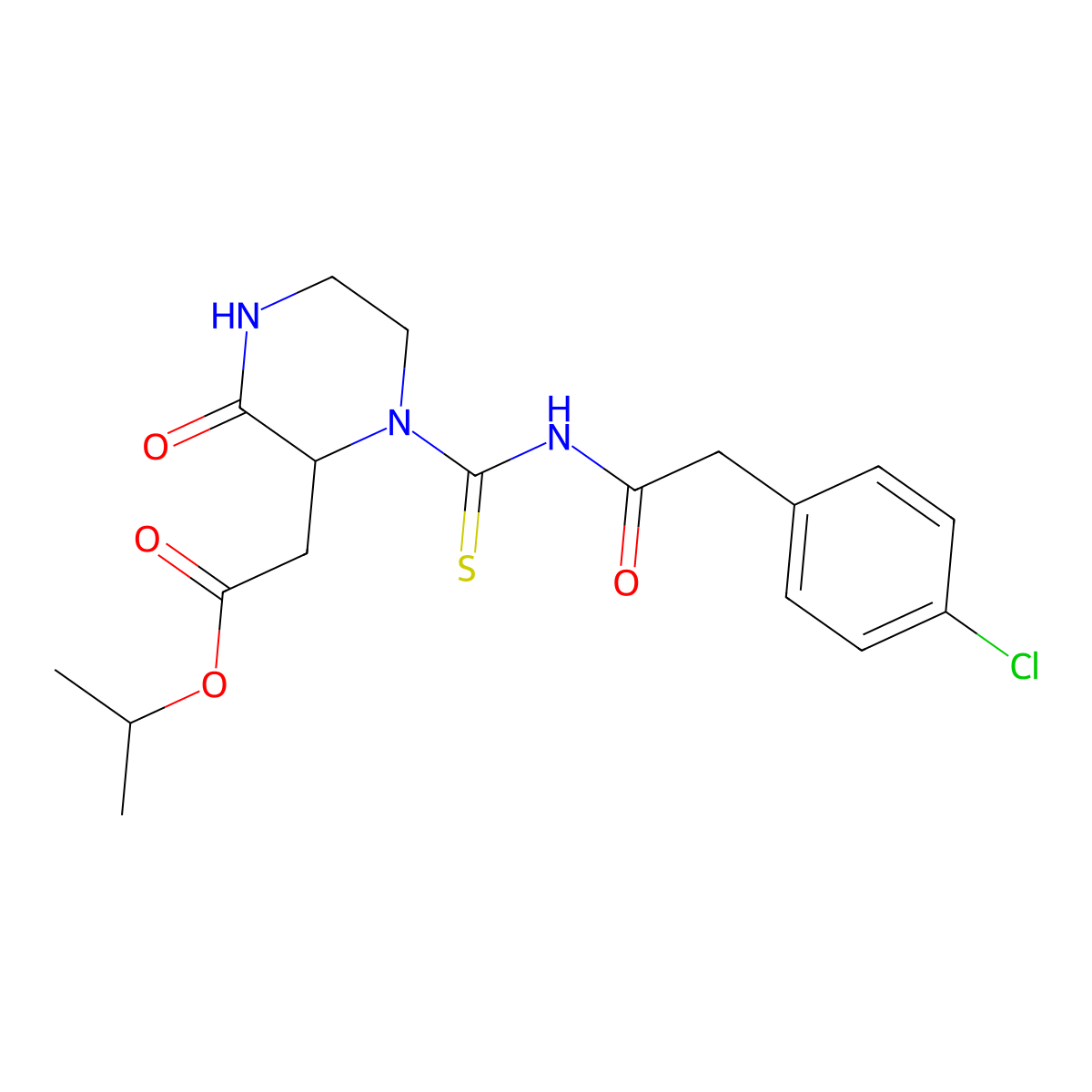 Propan-2-yl (1-{[(4-chlorophenyl)acetyl]carbamothioyl}-3-oxopiperazin-2-yl)acetate molecular structure, CAS 1009684-51-8