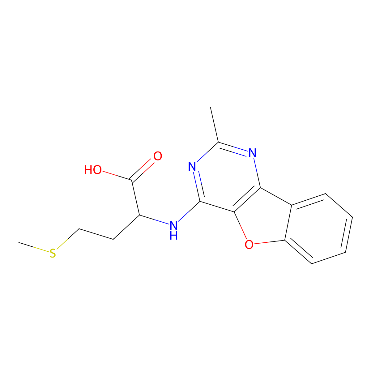 2-((2-Methylbenzofuro[3,2-d]pyrimidin-4-yl)amino)-4-(methylthio)butanoic acid molecular structure, CAS 1009685-07-7