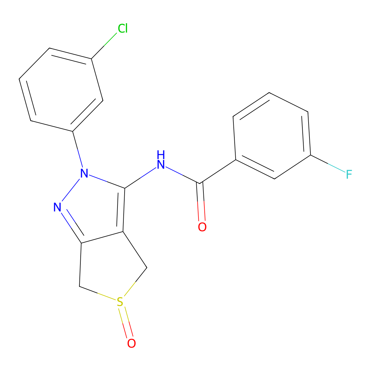 N-(2-(3-chlorophenyl)-5-oxido-4,6-dihydro-2H-thieno[3,4-c]pyrazol-3-yl)-3-fluorobenzamide molecular structure, CAS 1009686-52-5