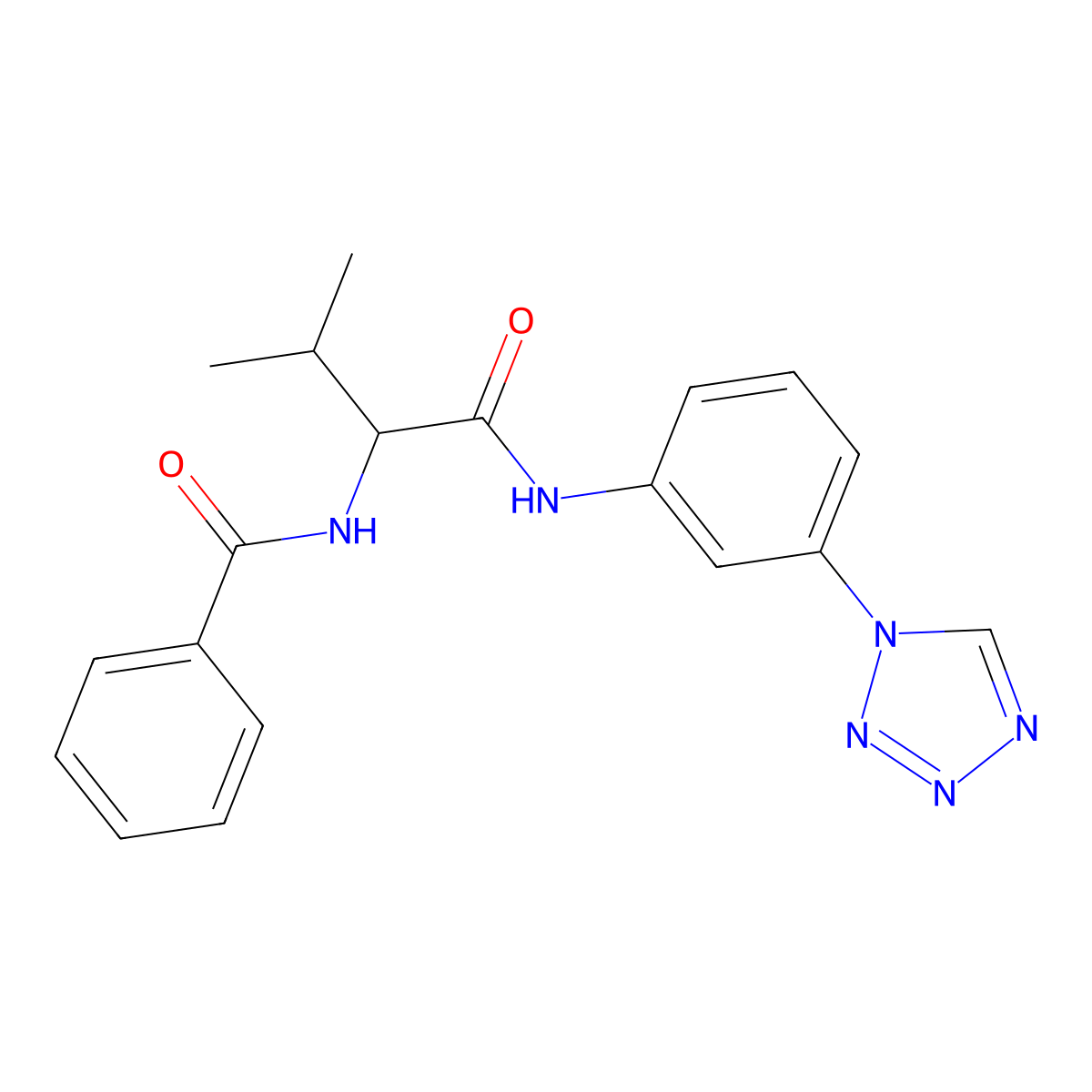 N-(3-methyl-1-oxo-1-{[3-(1H-tetrazol-1-yl)phenyl]amino}butan-2-yl)benzamide molecular structure, CAS 1009686-99-0