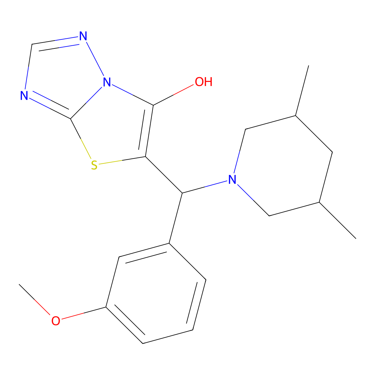5-((3,5-Dimethylpiperidin-1-yl)(3-methoxyphenyl)methyl)thiazolo[3,2-b][1,2,4]triazol-6-ol molecular structure, CAS 1009687-94-8