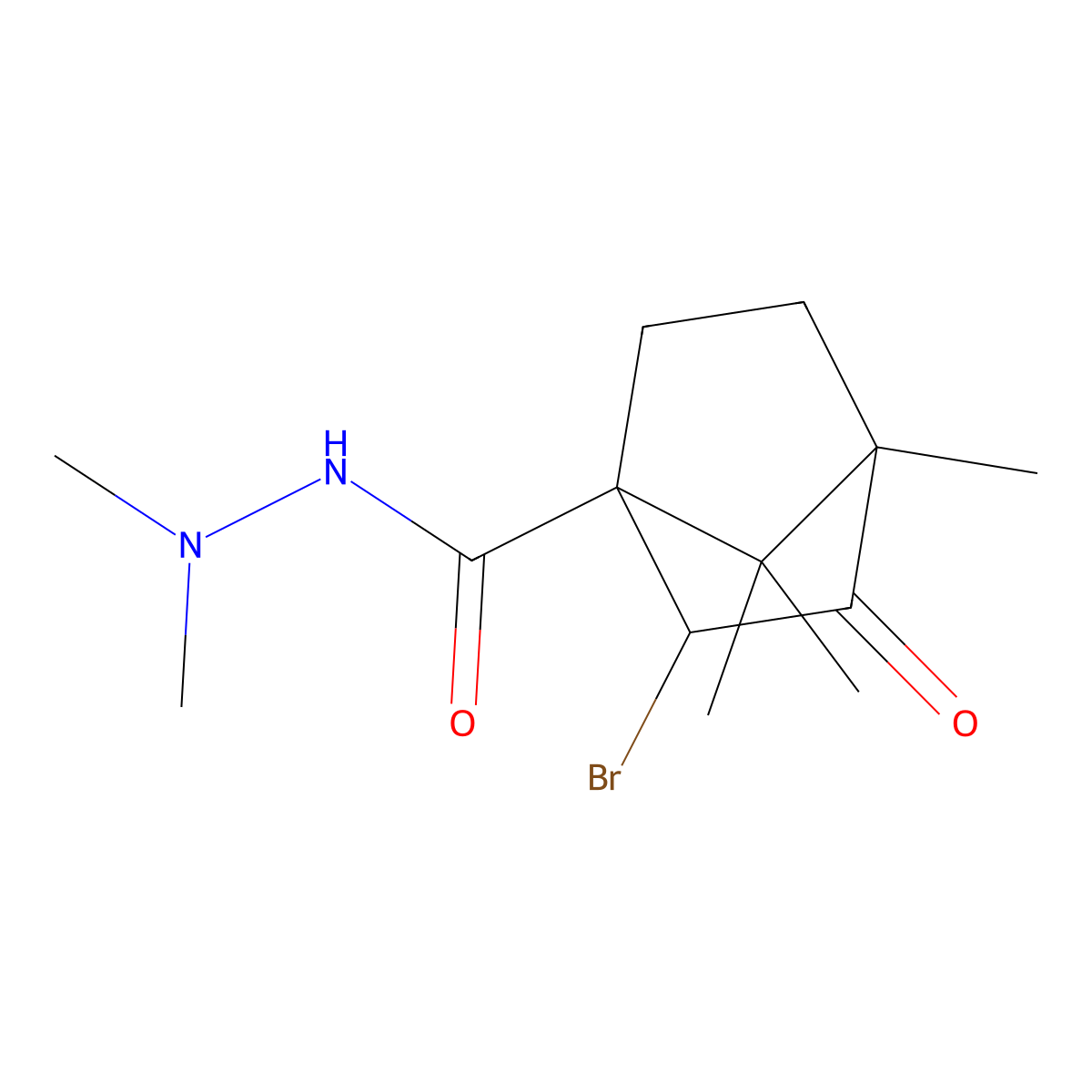 (1S,2S,4S)-2-bromo-N',N',4,7,7-pentamethyl-3-oxobicyclo[2.2.1]heptane-1-carbohydrazide molecular structure, CAS 1009689-06-8