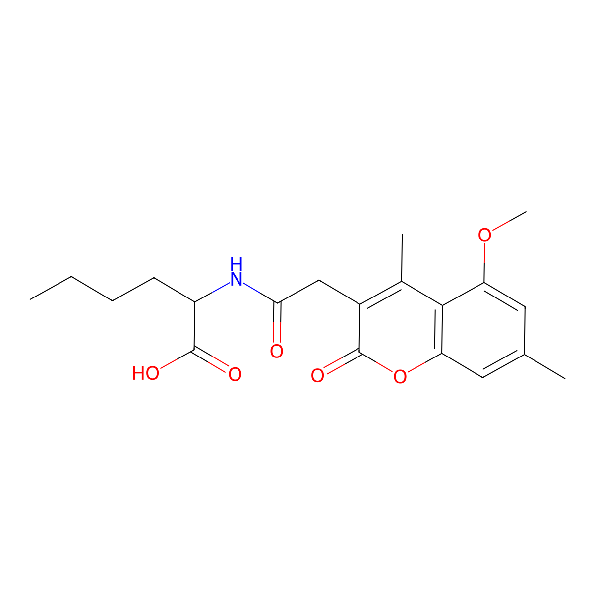 N-[(5-methoxy-4,7-dimethyl-2-oxo-2H-chromen-3-yl)acetyl]norleucine molecular structure, CAS 1009689-62-6
