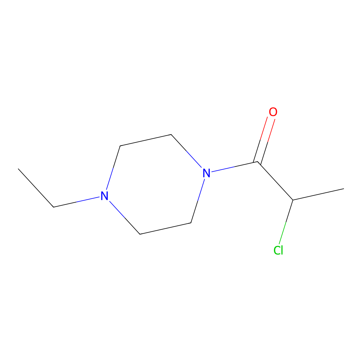 2-Chloro-1-(4-ethylpiperazin-1-yl)propan-1-one molecular structure, CAS 1009690-88-3