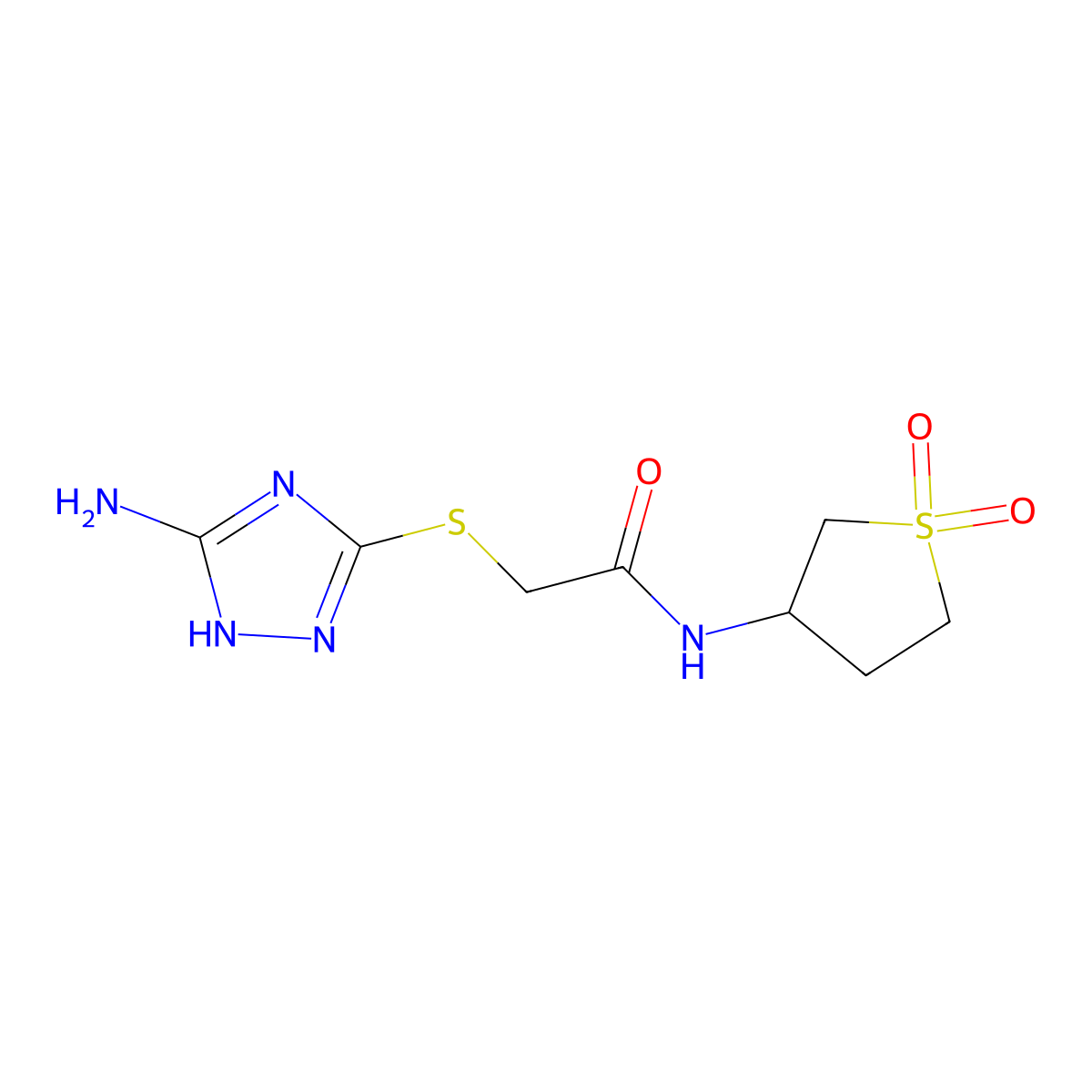 2-[(5-amino-4H-1,2,4-triazol-3-yl)sulfanyl]-N-(1,1-dioxidotetrahydrothiophen-3-yl)acetamide molecular structure, CAS 1009693-27-9