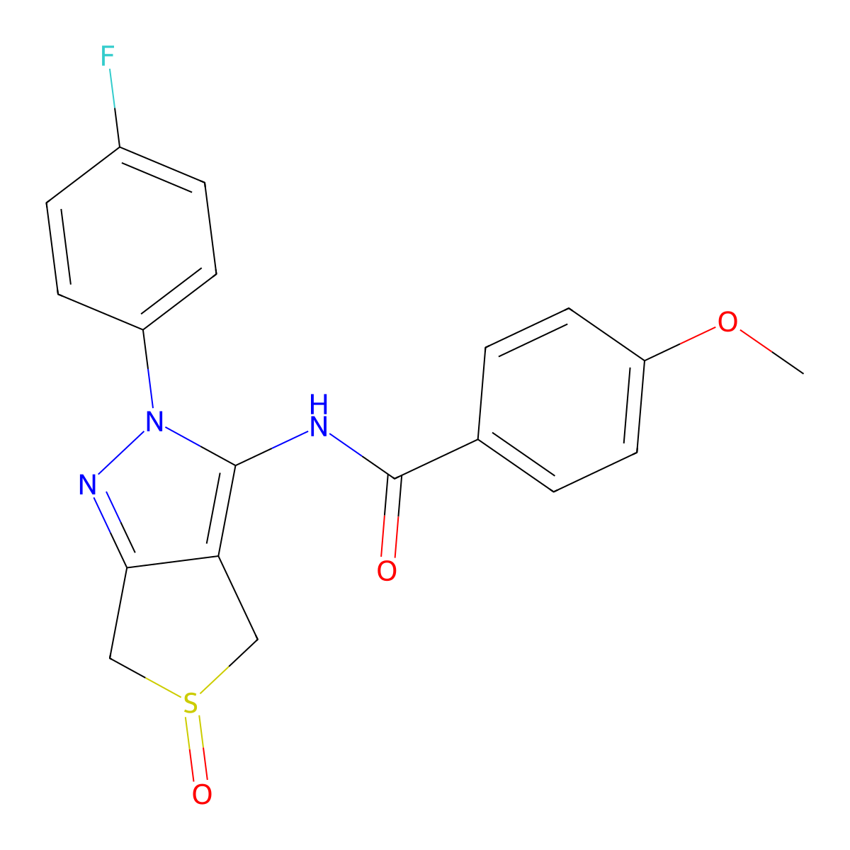 N-(2-(4-fluorophenyl)-5-oxido-4,6-dihydro-2H-thieno[3,4-c]pyrazol-3-yl)-4-methoxybenzamide molecular structure, CAS 1009693-63-3