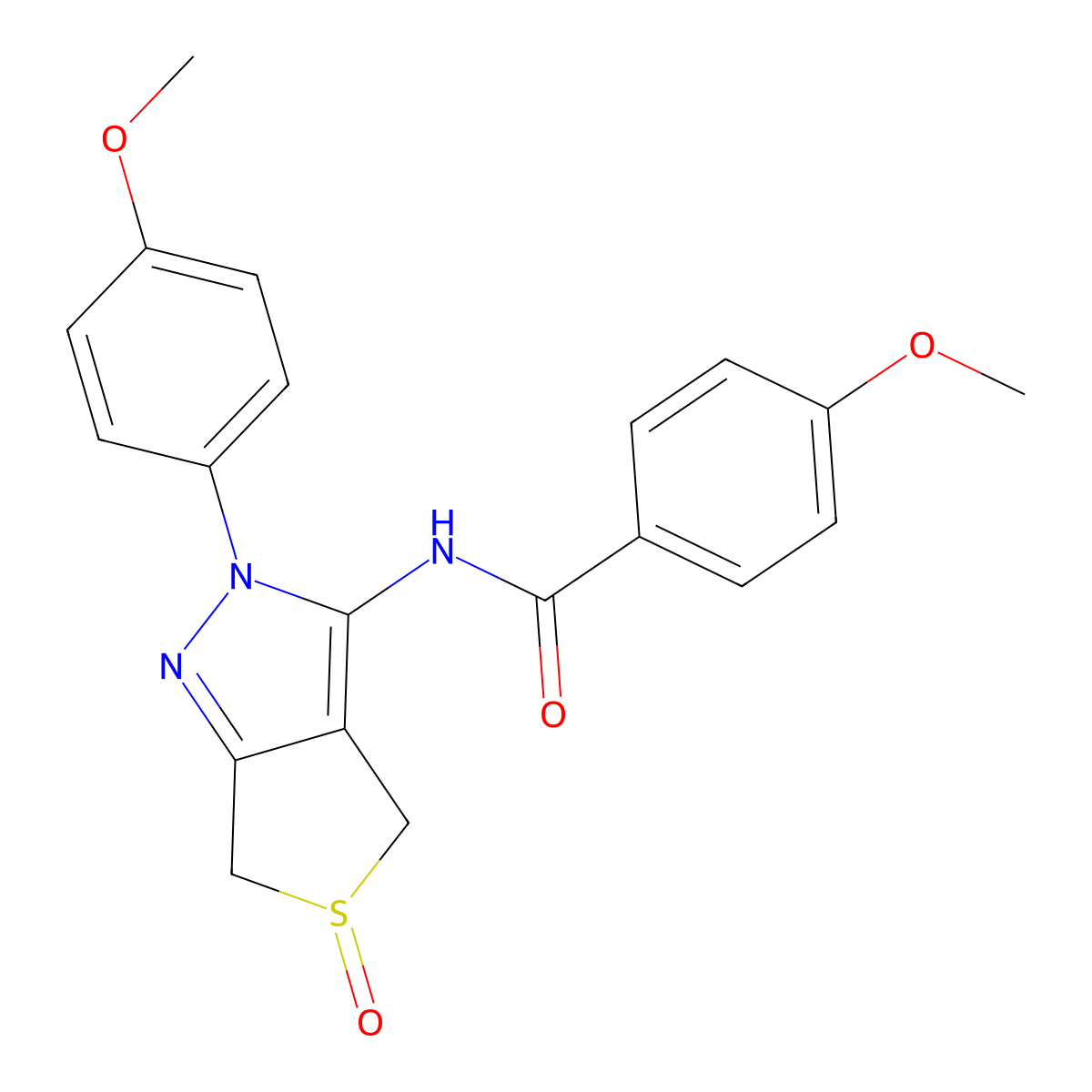 4-methoxy-N-[2-(4-methoxyphenyl)-5-oxo-4,6-dihydrothieno[3,4-c]pyrazol-3-yl]benzamide molecular structure, CAS 1009693-70-2